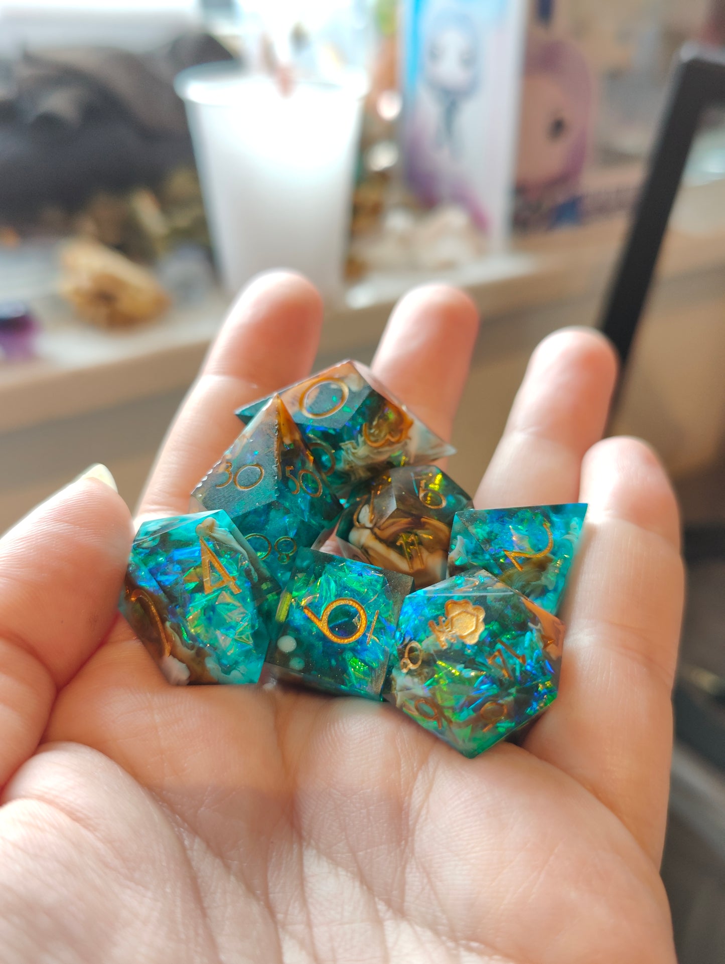 PRE ORDER- Handmade dice set: Lagoon