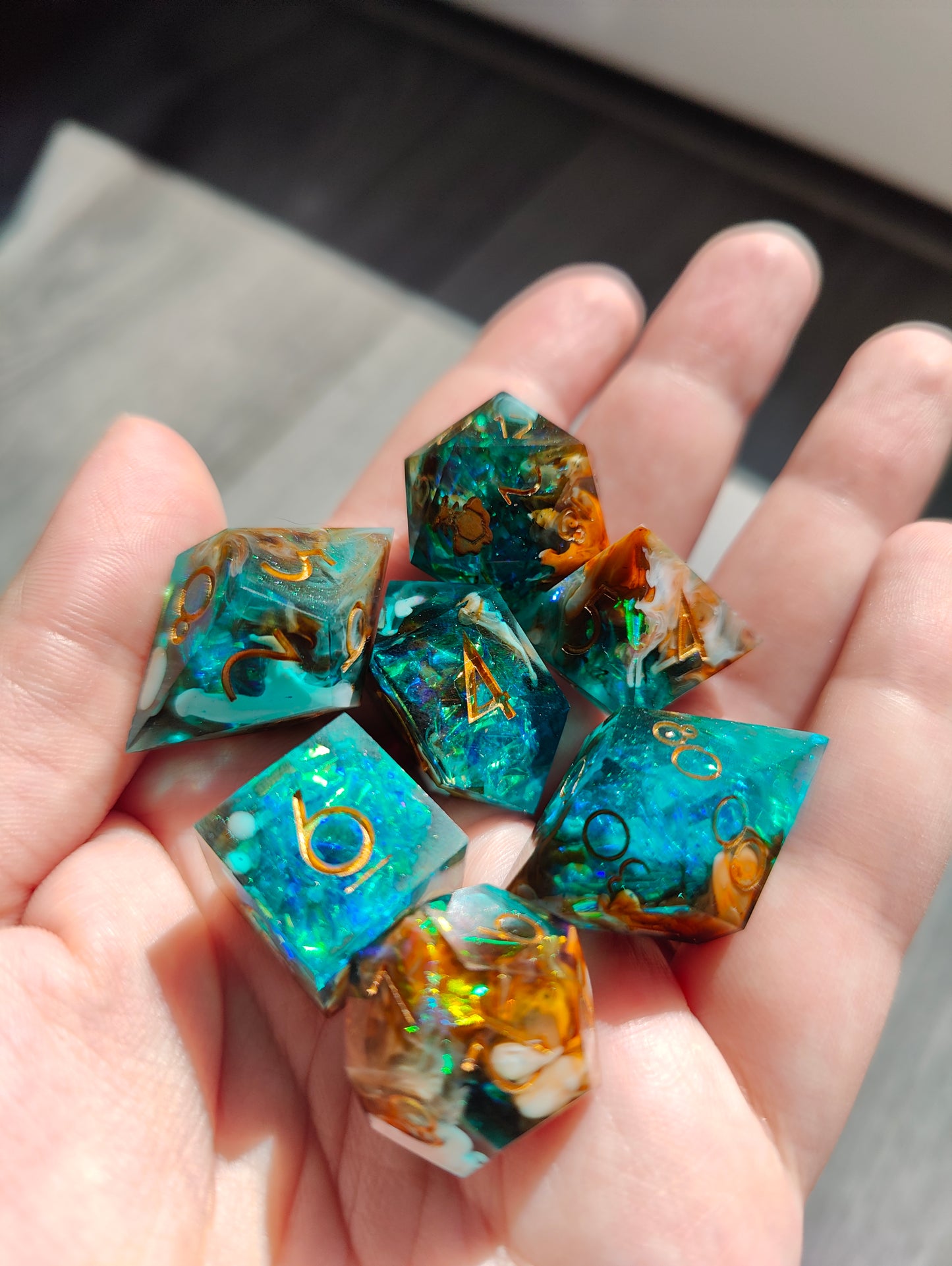 PRE ORDER- Handmade dice set: Lagoon