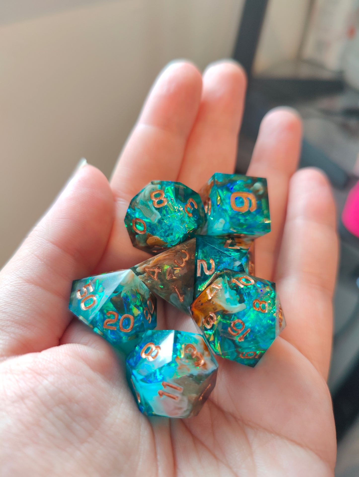 PRE ORDER- Handmade dice set: Lagoon