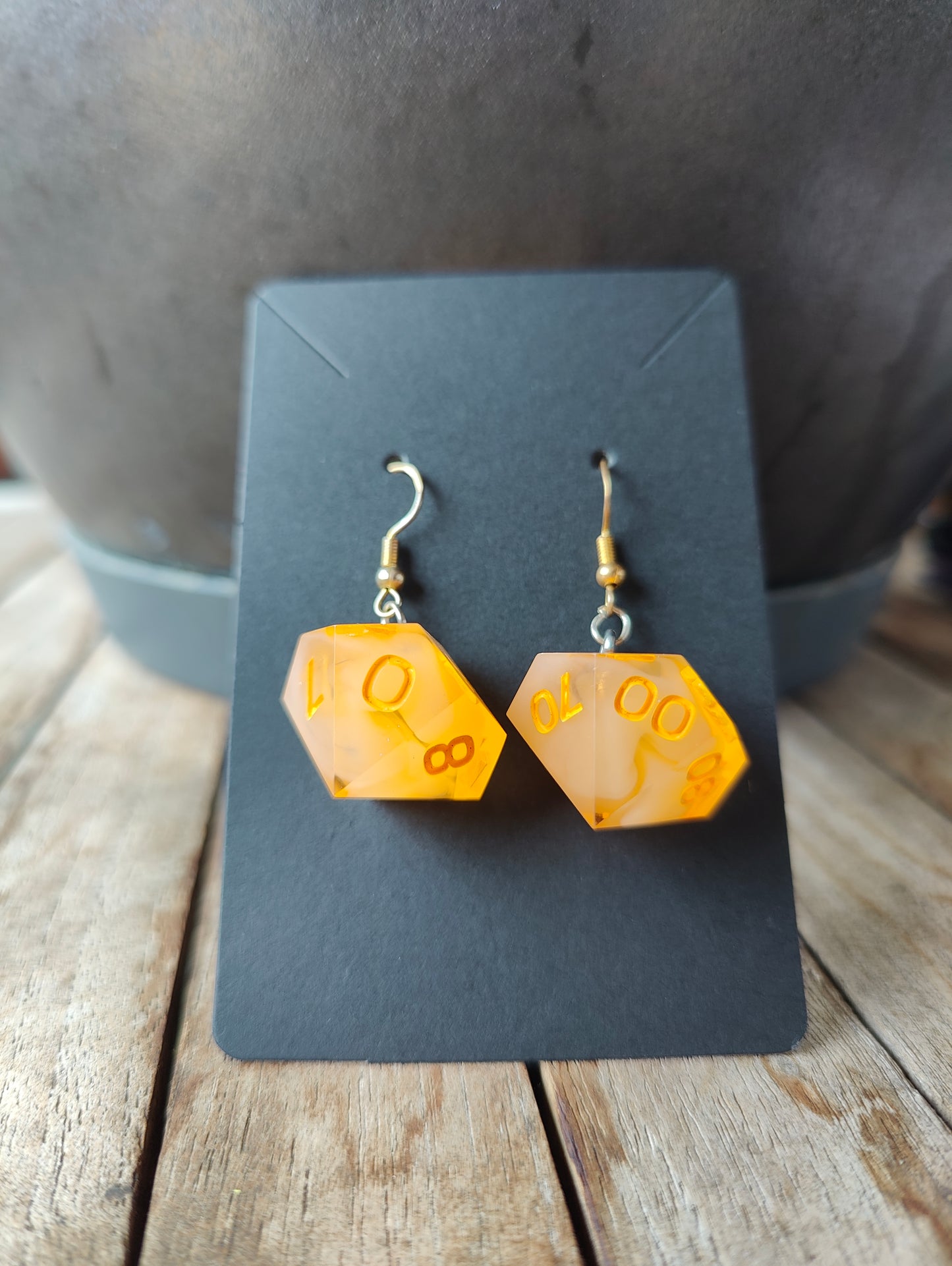 Handmade D100/D10 earrings: Flower clouds orange
