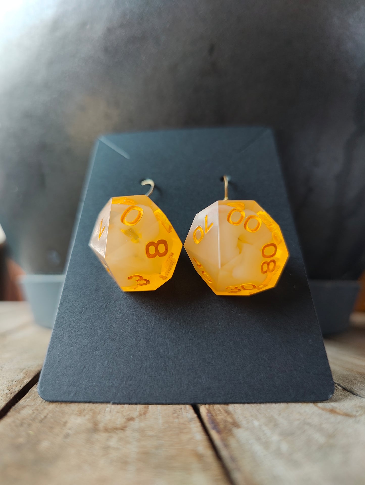 Handmade D100/D10 earrings: Flower clouds orange