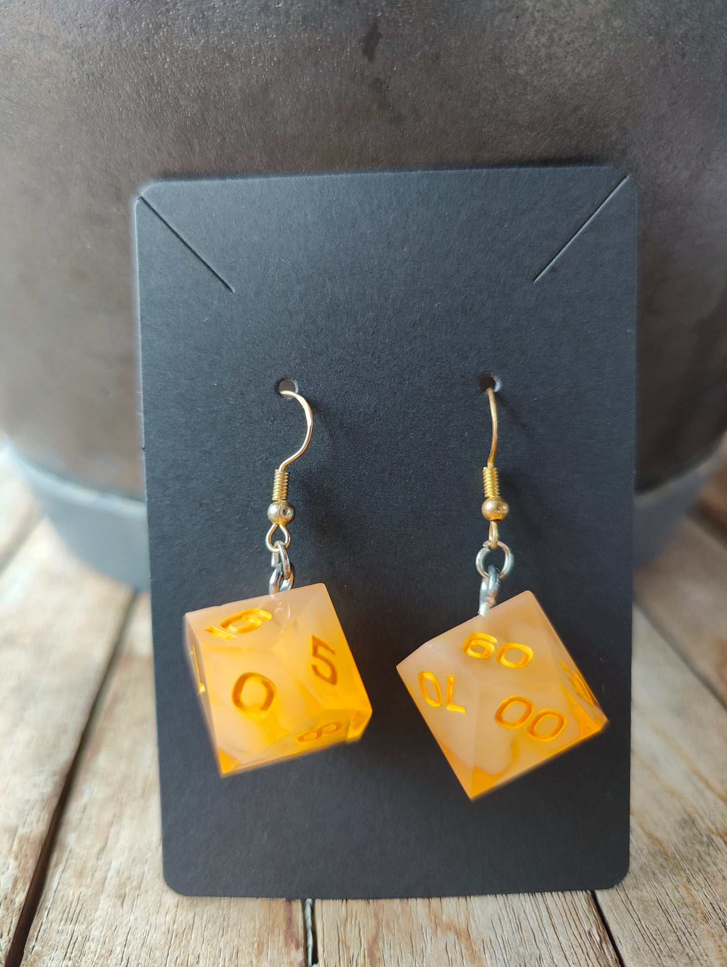 Handmade D100/D10 earrings: Flower clouds orange