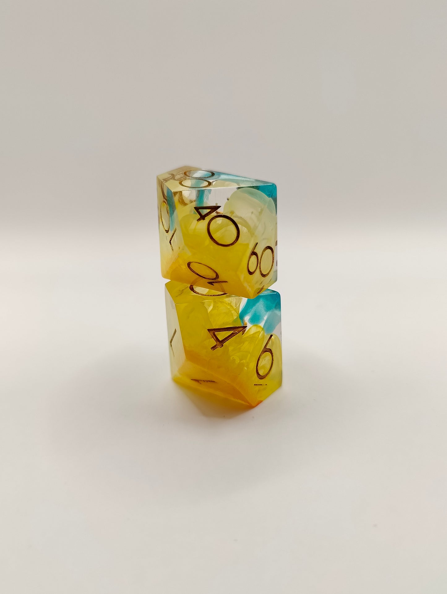 Handmade D10/D% pair: A drop of rain