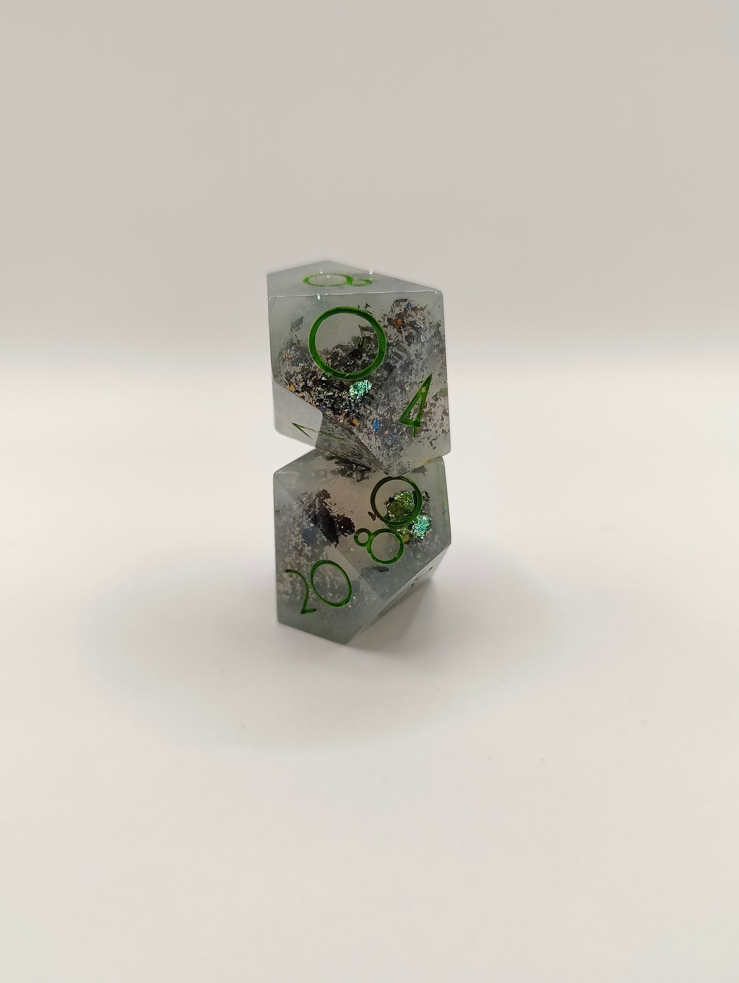 Handmade D10/D% pair: Misty tide, shiny finish