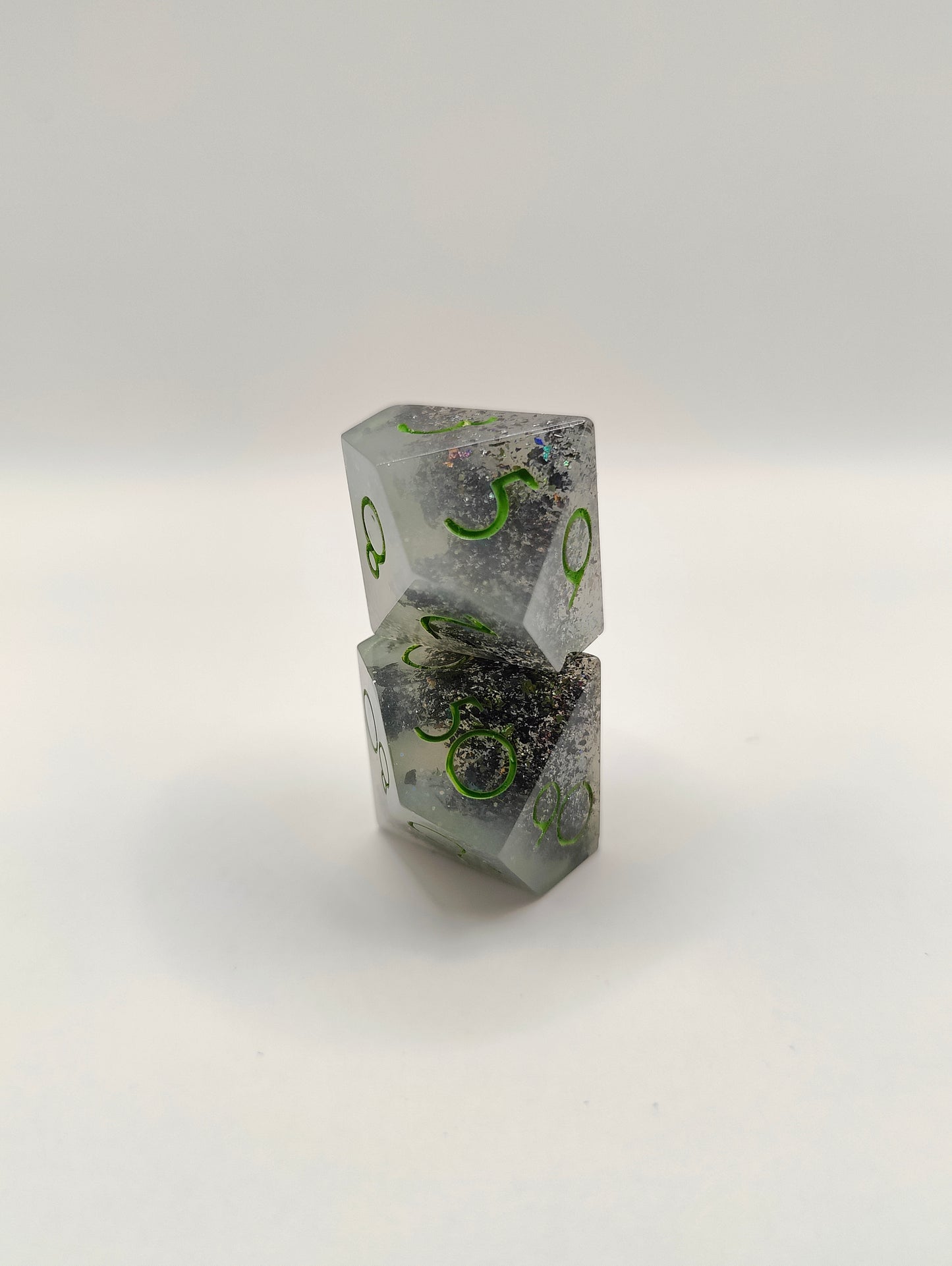 Handmade D10/D% pair: Misty tide, shiny finish