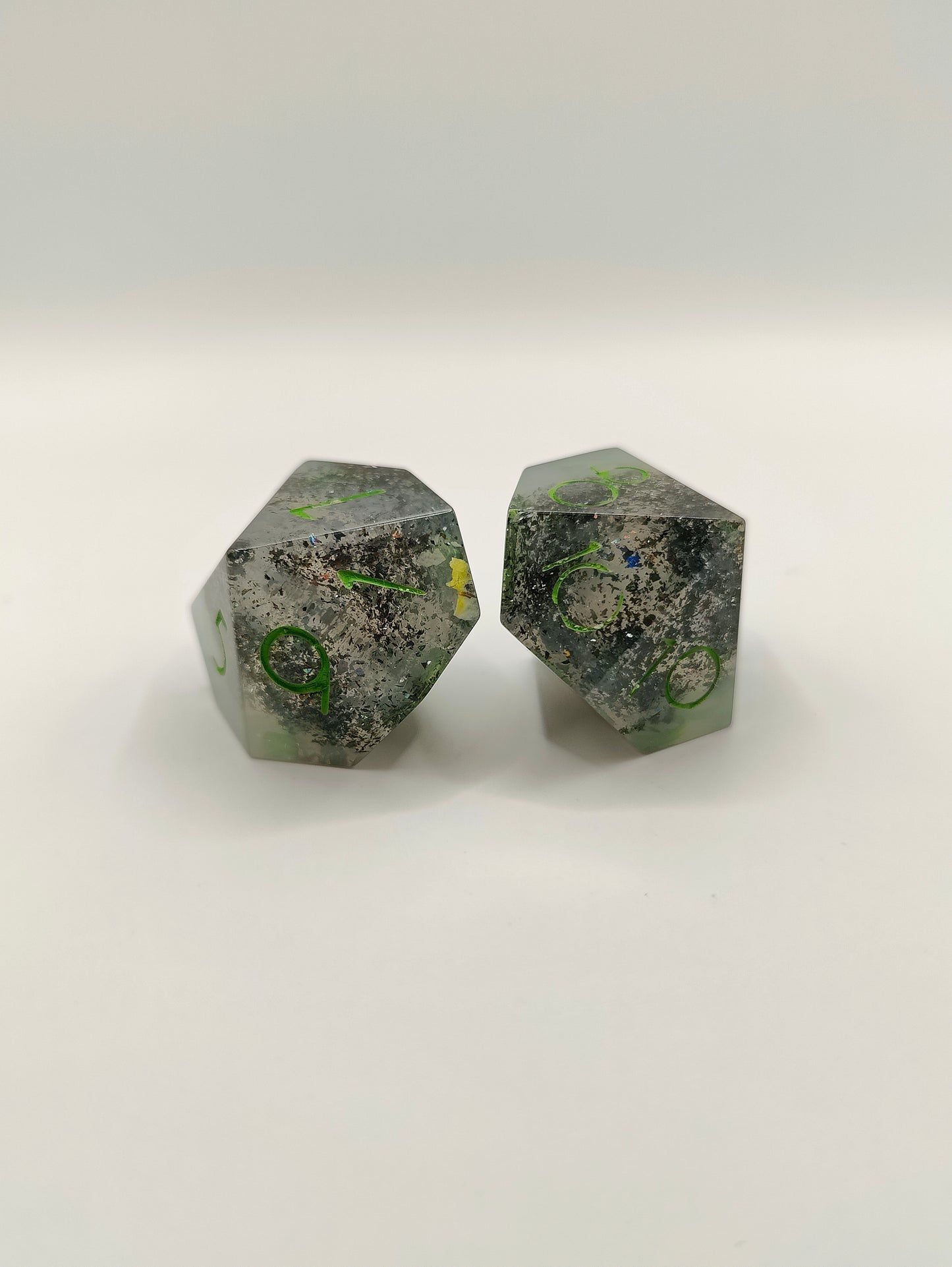 Handmade D10/D% pair: Misty tide, shiny finish