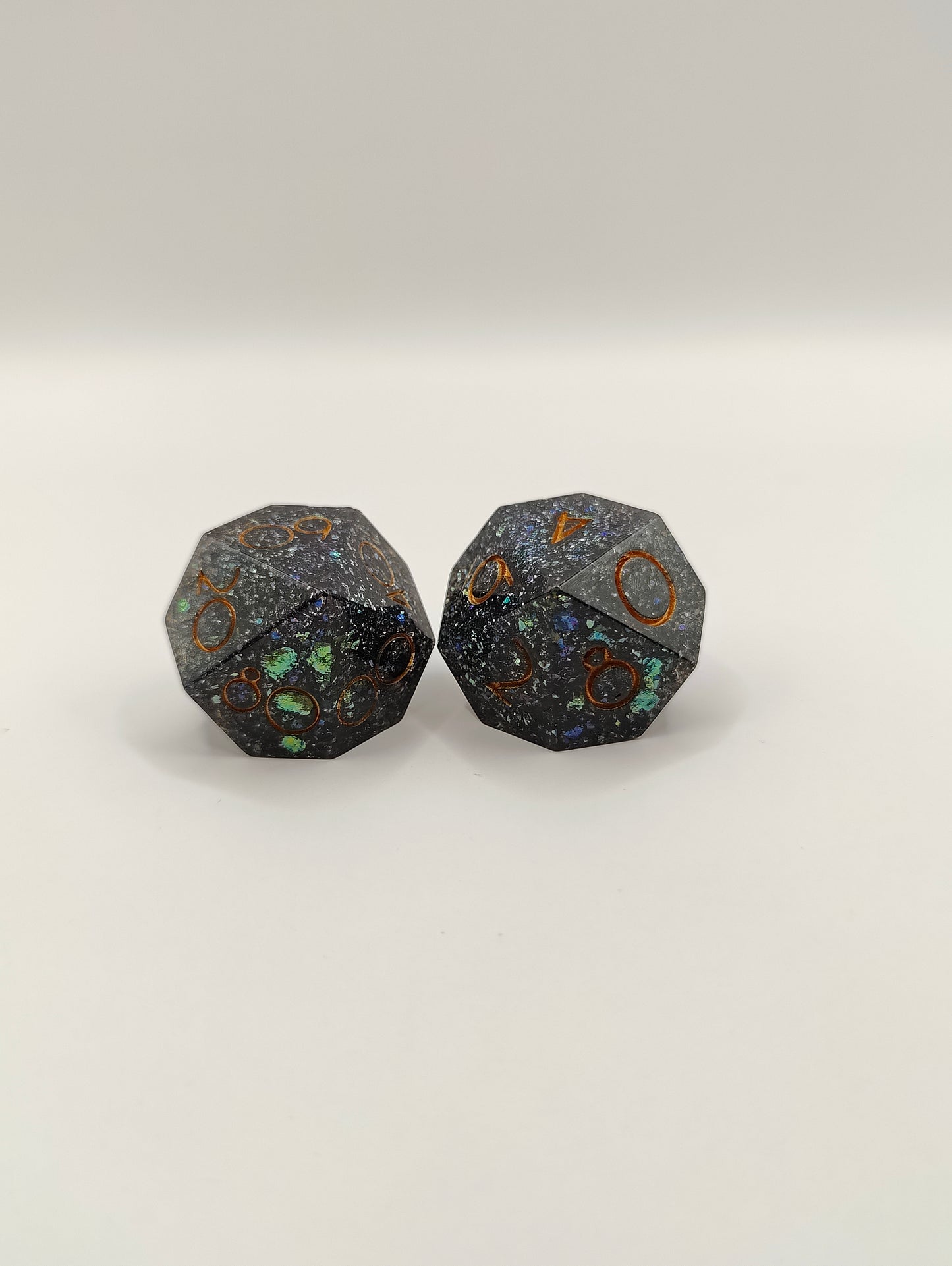 Handmade D10/D% pair: Enchanted forest