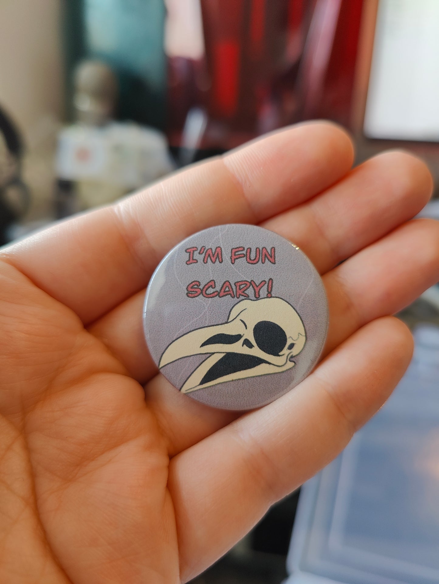 Button: I'm fun scary