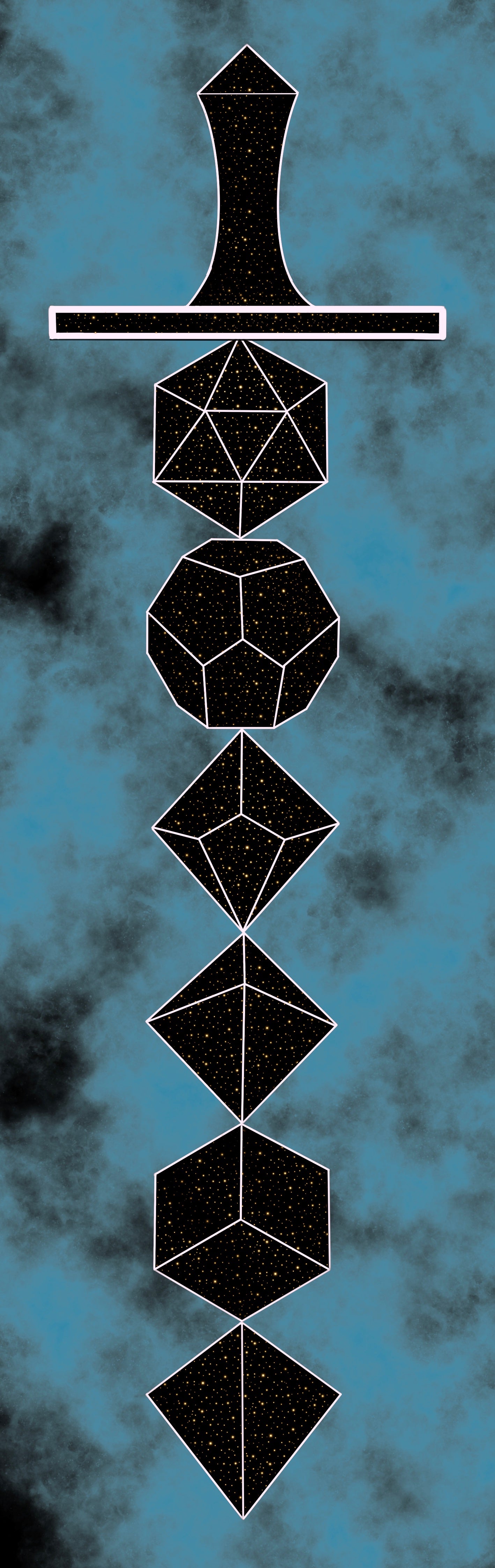 Bookmark dice sword blue