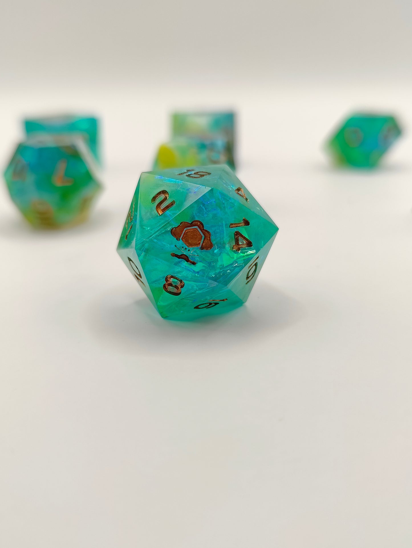 Handmade dice set: Aurora nebula