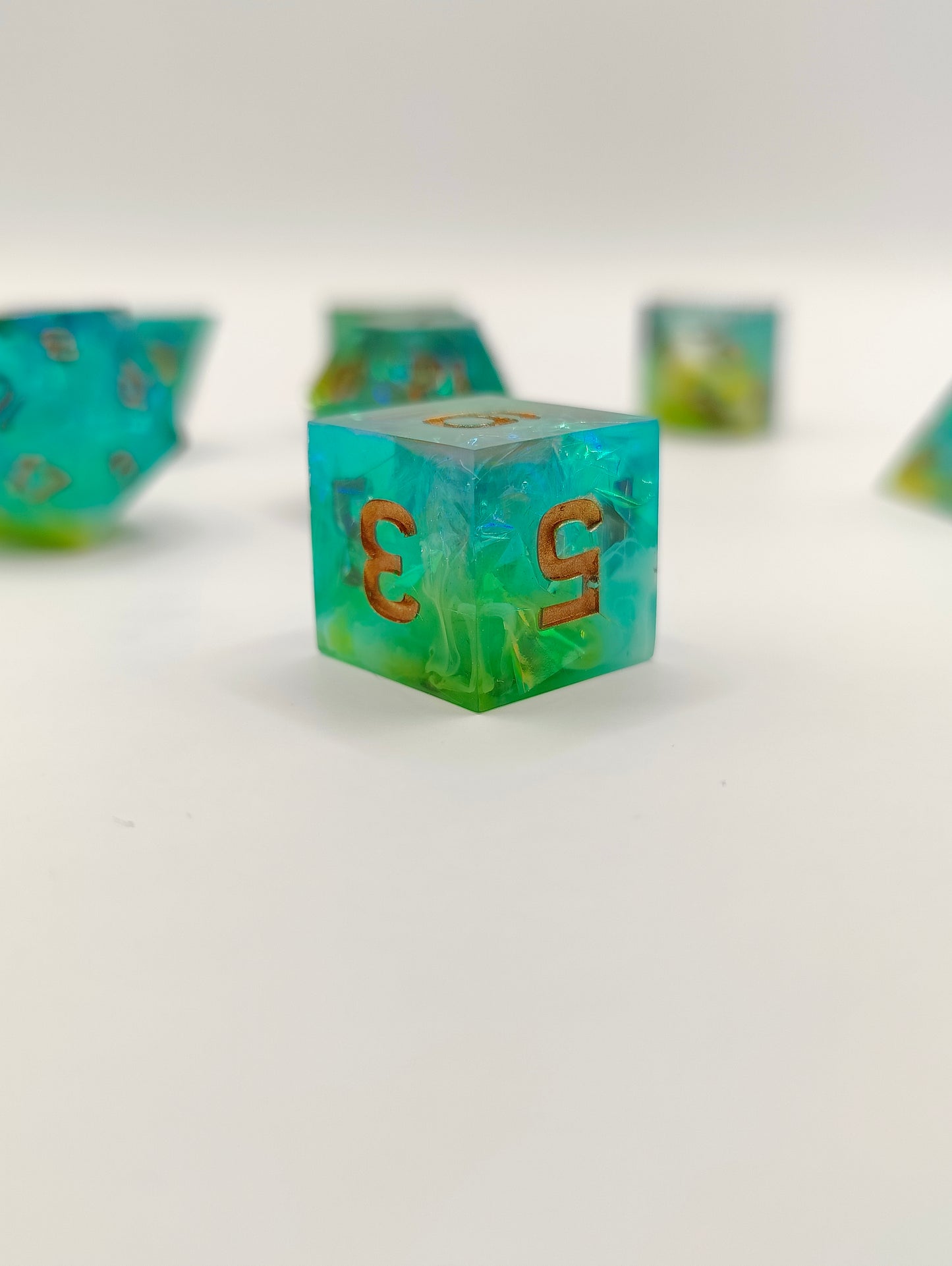 Handmade dice set: Aurora nebula