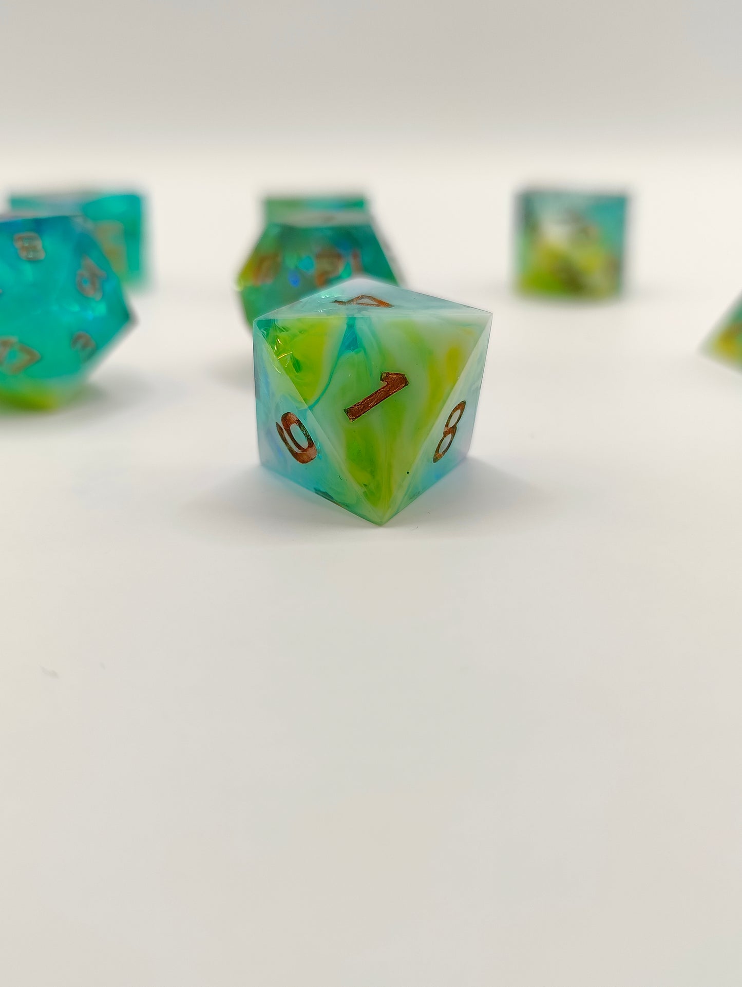 Handmade dice set: Aurora nebula