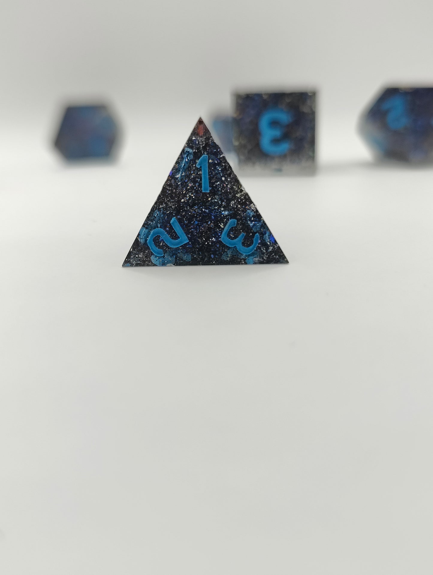 Handmade dice set: Shifting galaxies