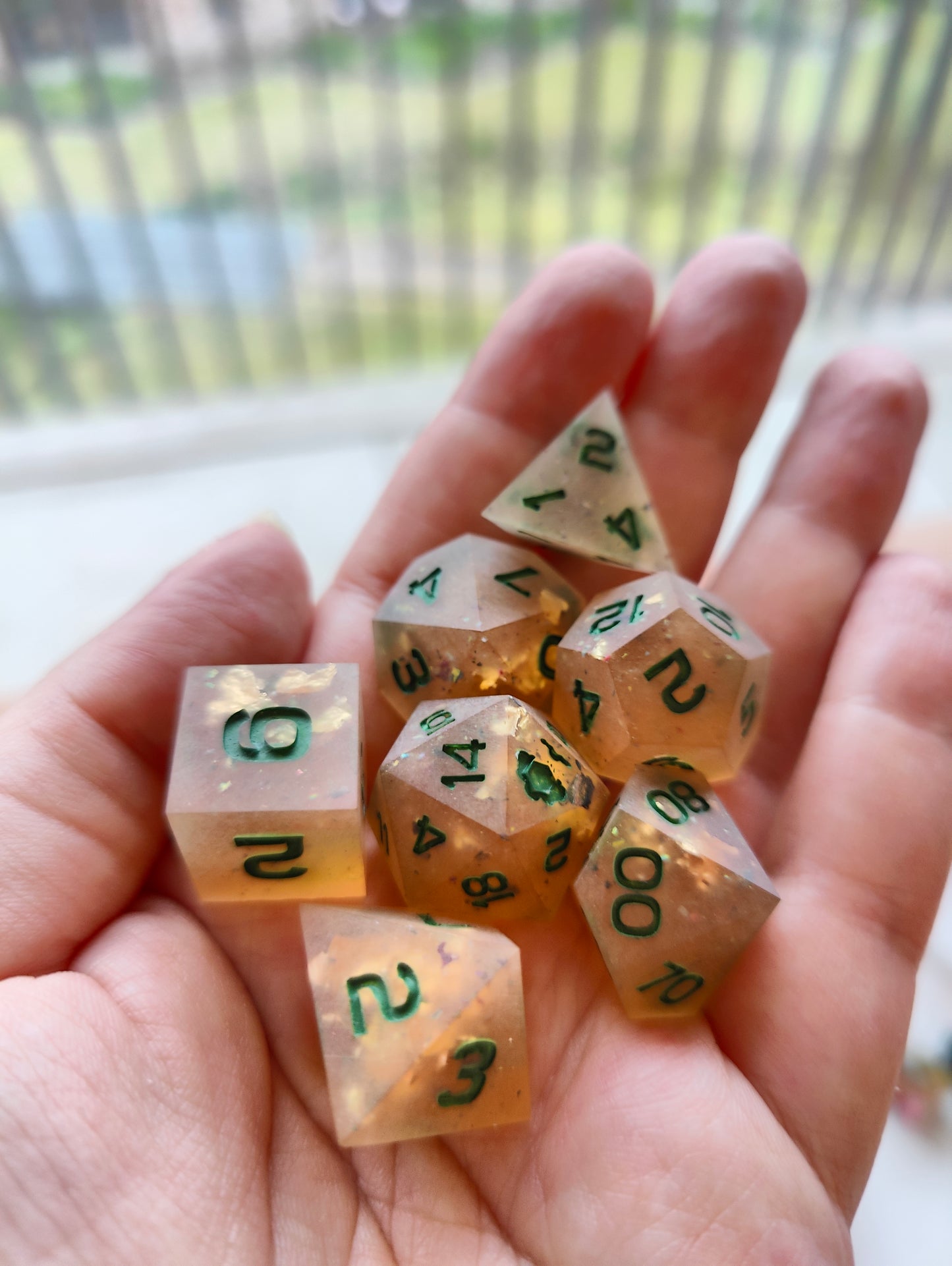 Handmade dice set: Honeyed Earth