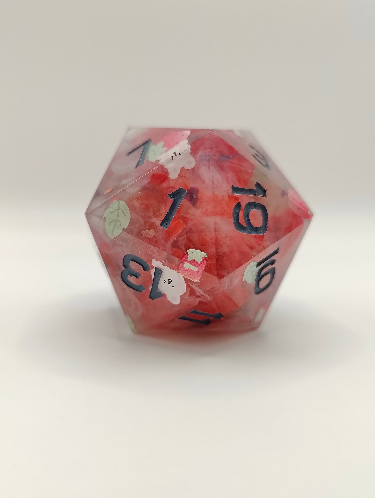 Handmade 40mm D20: Bunnies and Berries