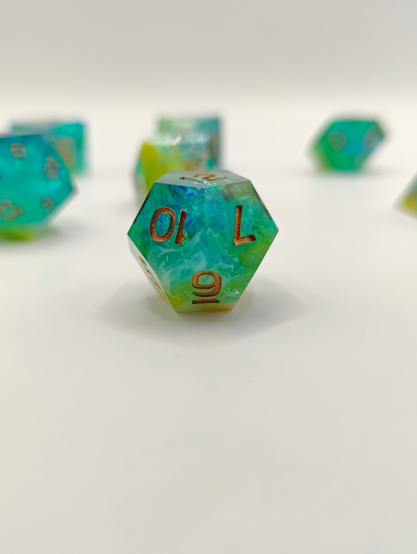 Handmade dice set: Aurora nebula