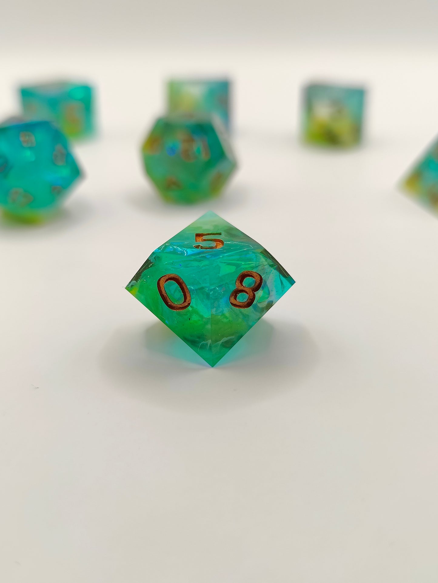 Handmade dice set: Aurora nebula