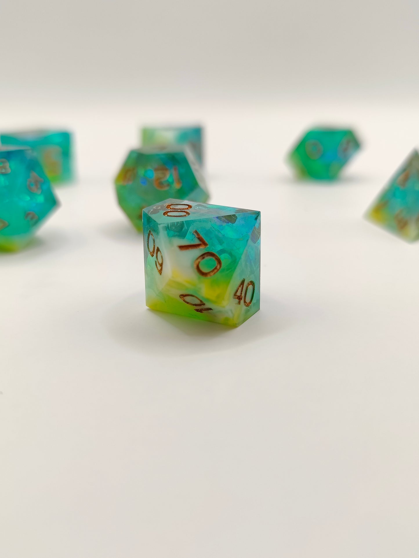 Handmade dice set: Aurora nebula