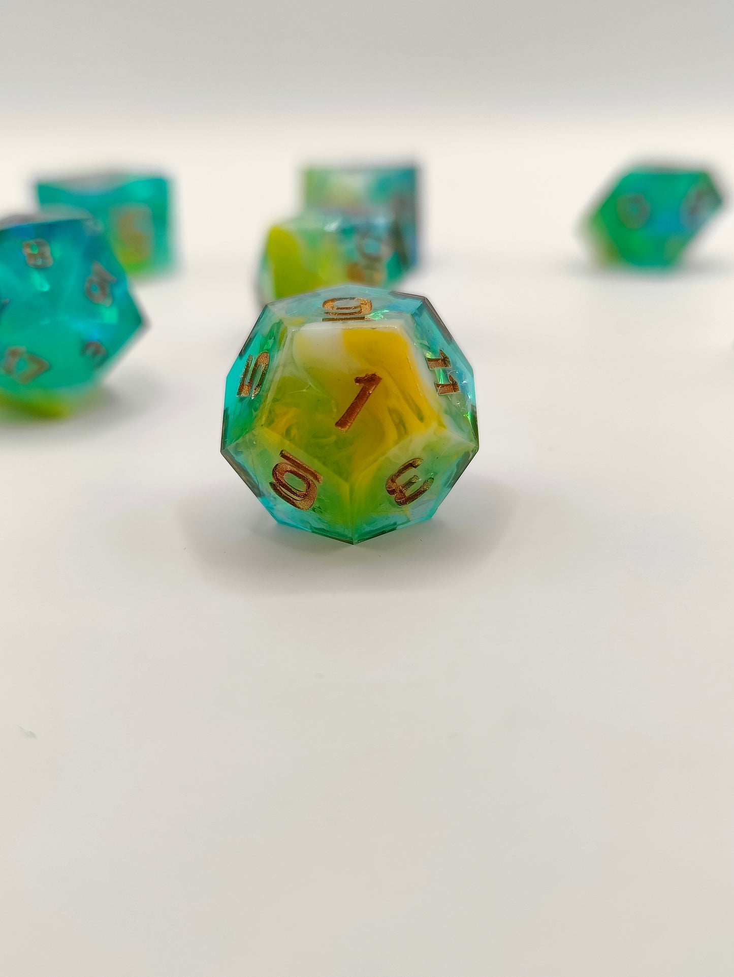 Handmade dice set: Aurora nebula