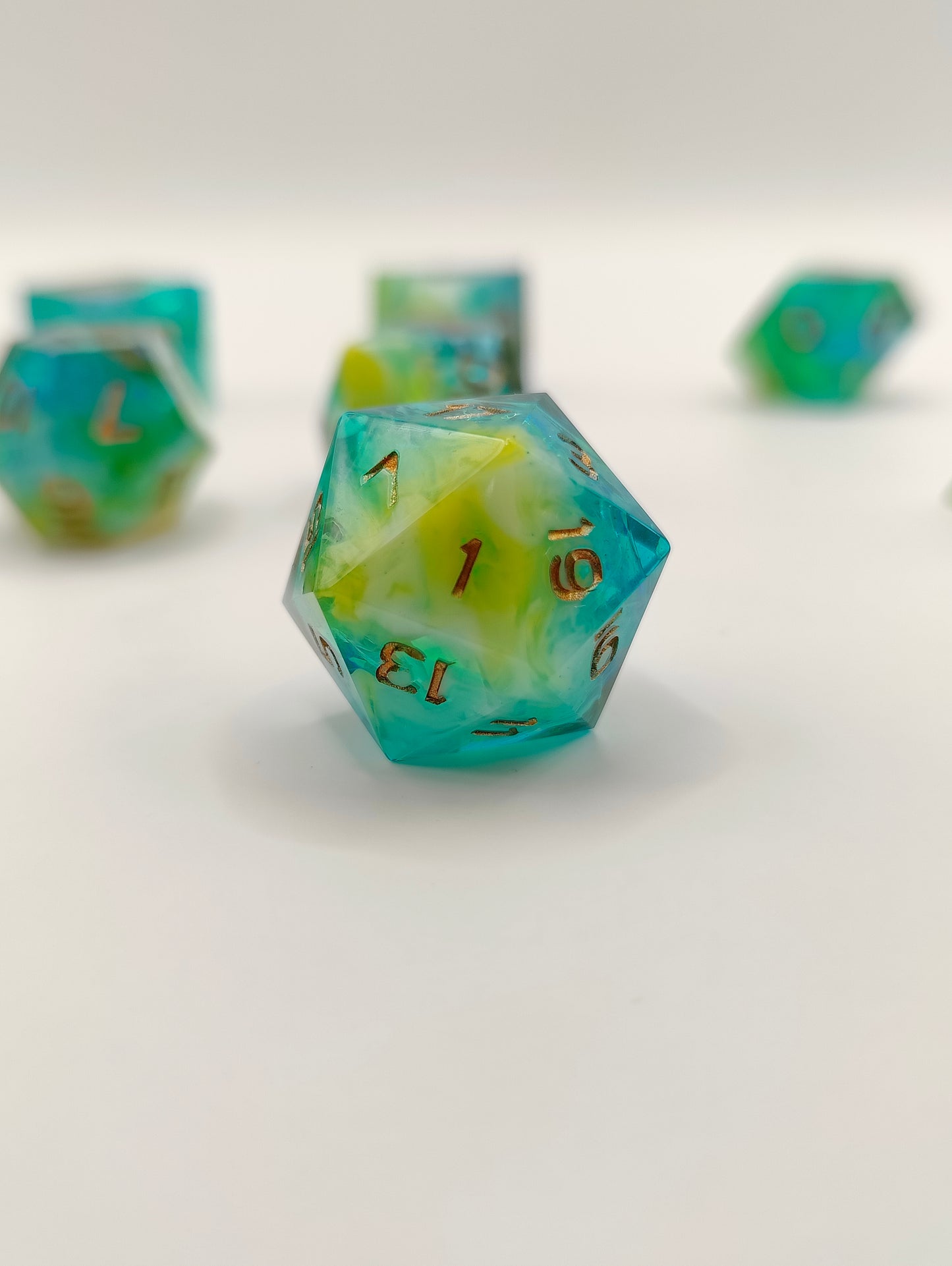 Handmade dice set: Aurora nebula