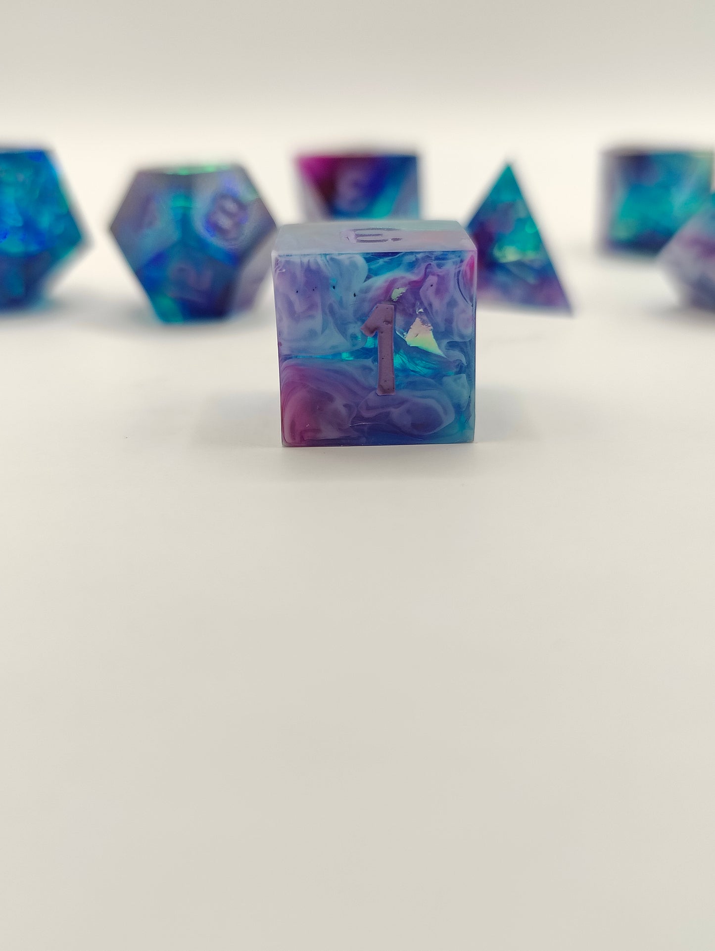 Handmade dice set: Twilight nebula