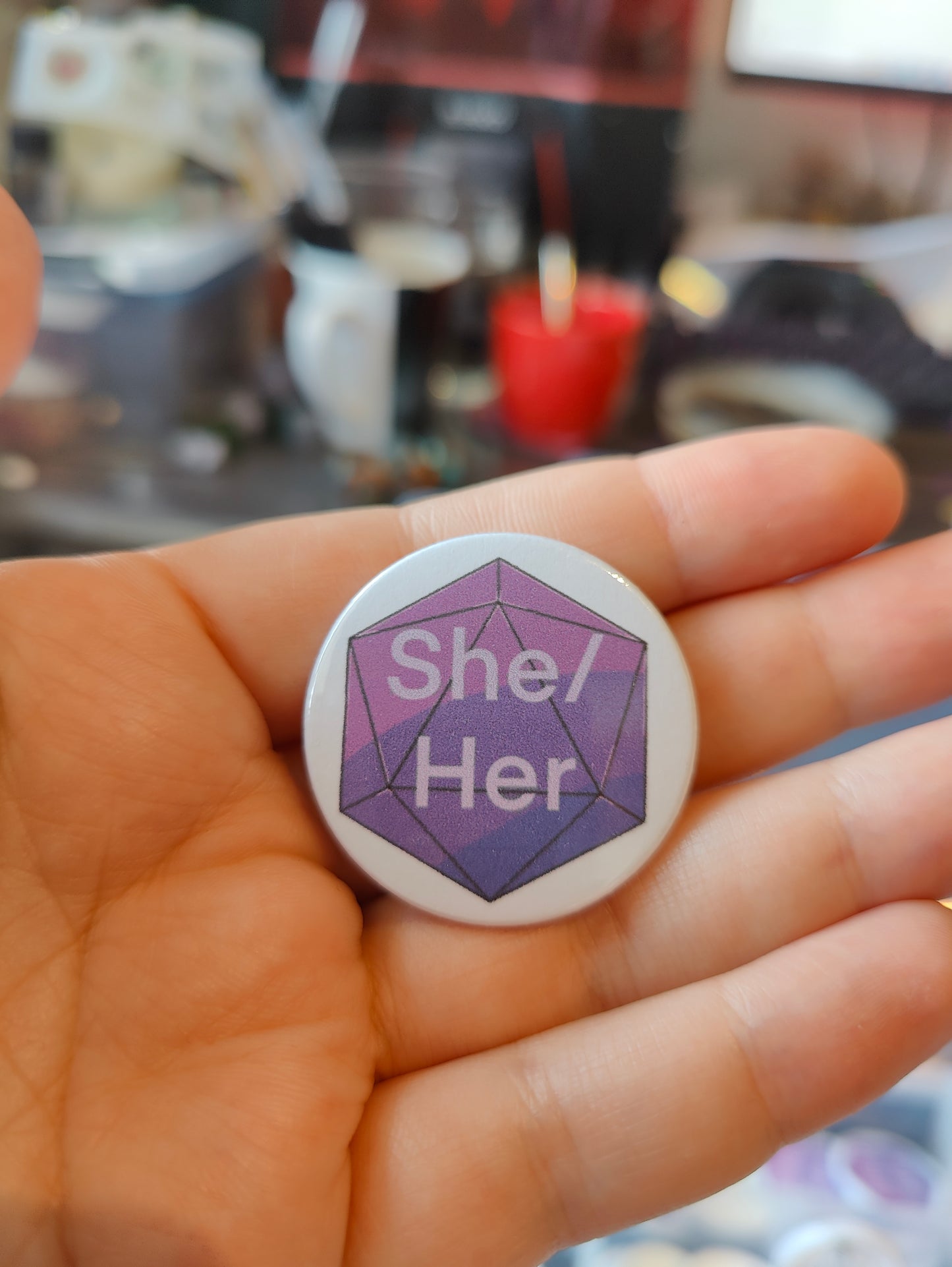 Button: She/Her pronoun