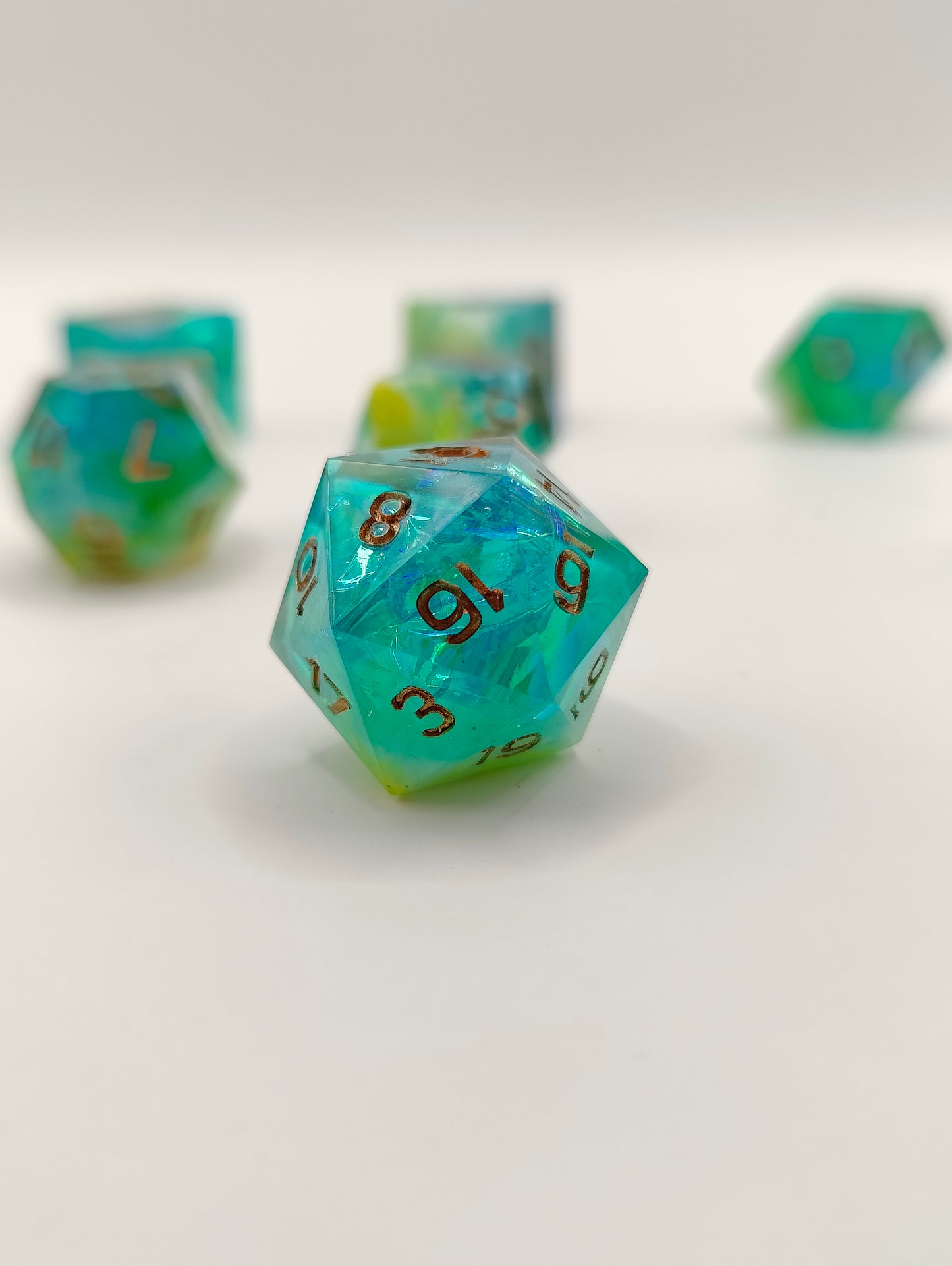 Handmade dice set: Aurora nebula