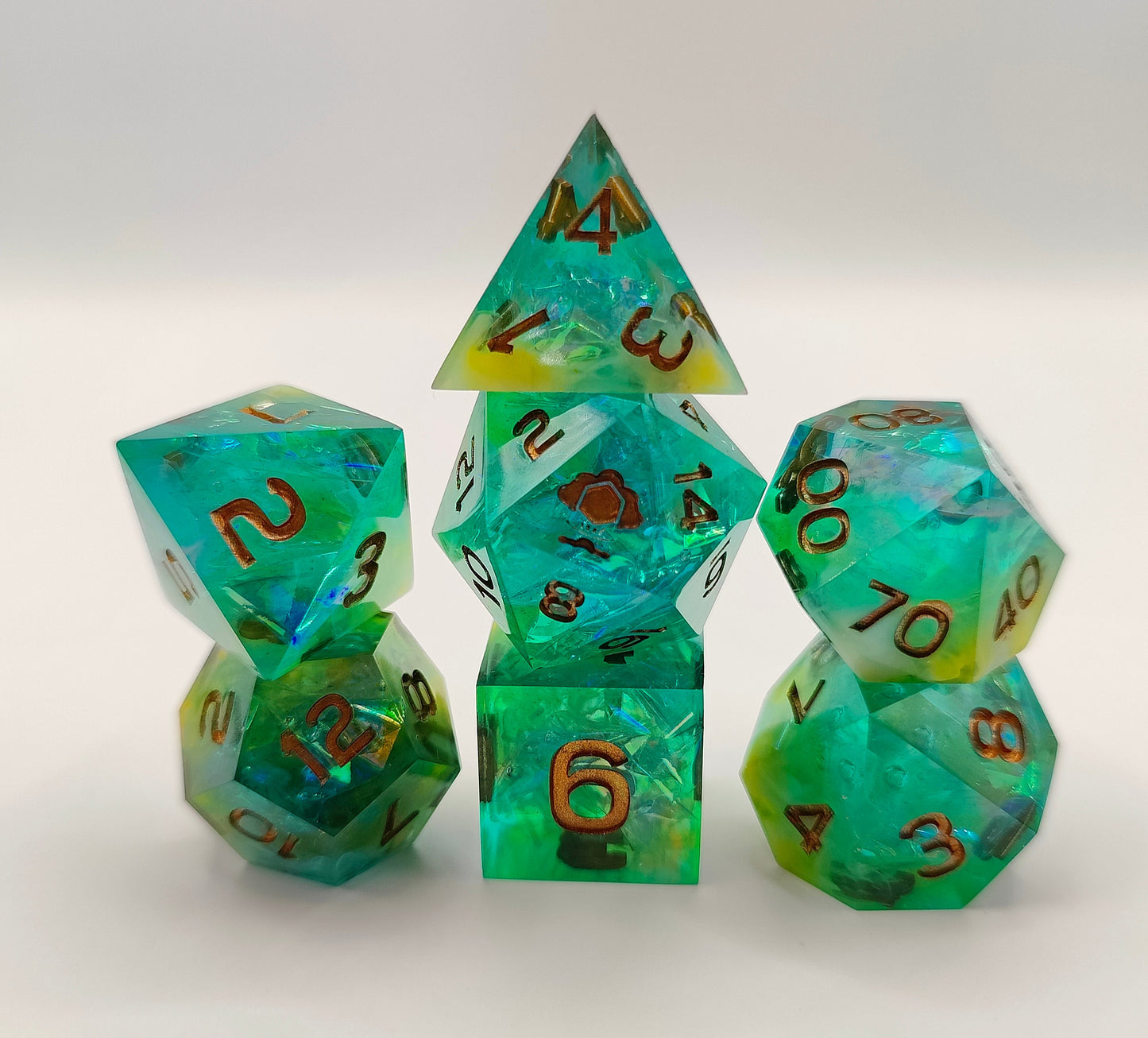 Handmade dice set: Aurora nebula