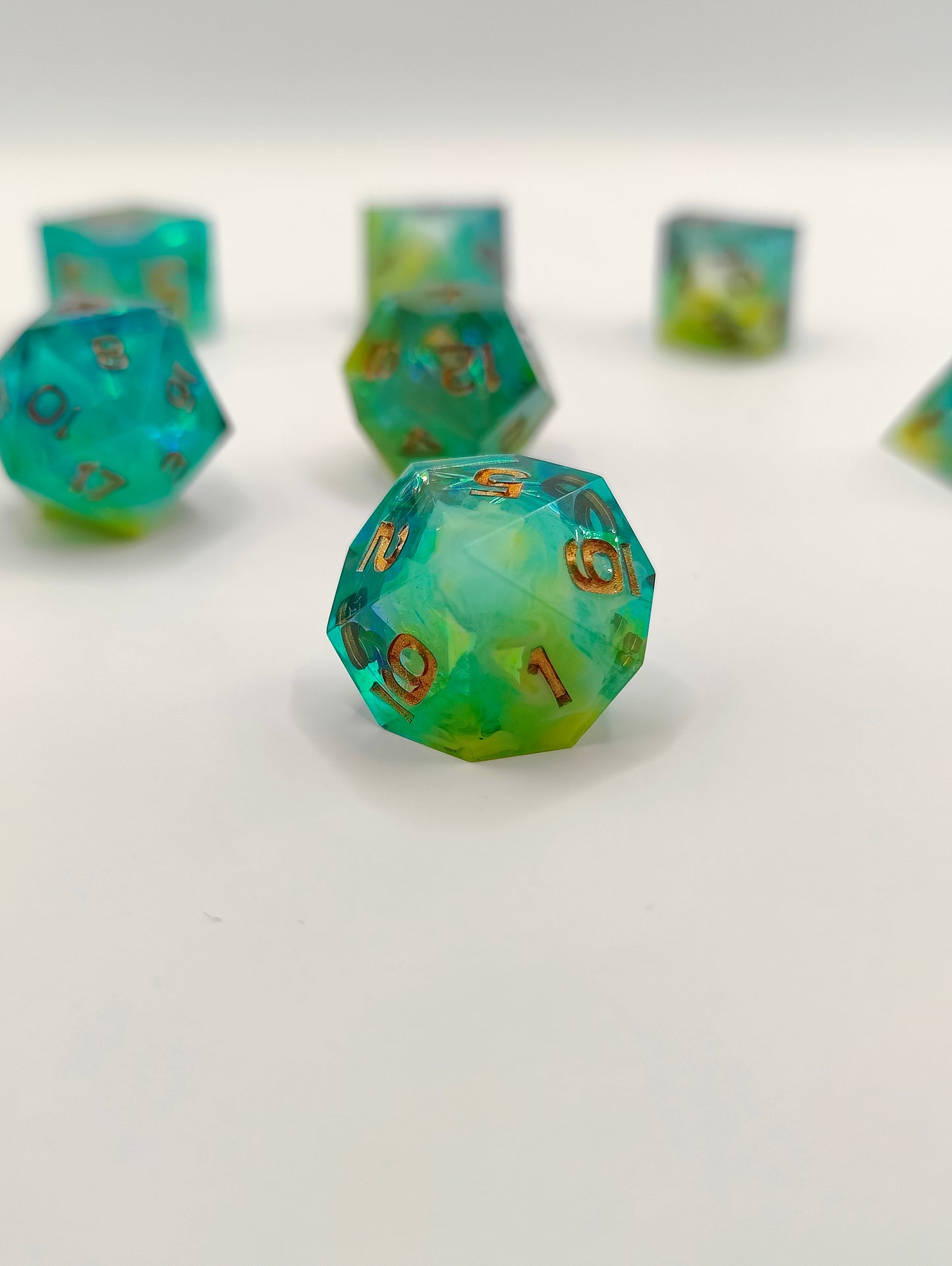 Handmade dice set: Aurora nebula