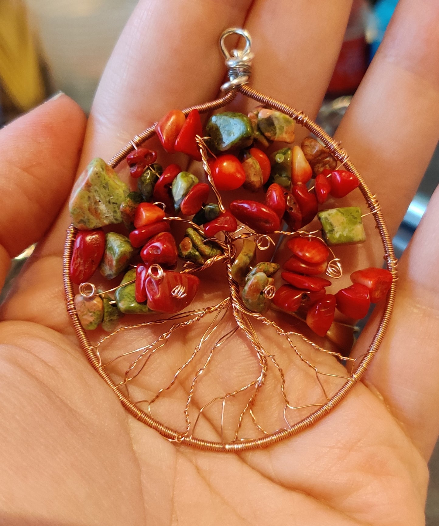 Handmade wire wrapped tree of life necklace