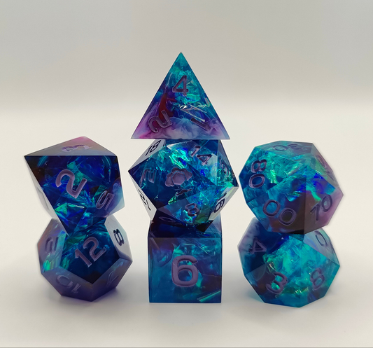 Handmade dice set: Twilight nebula