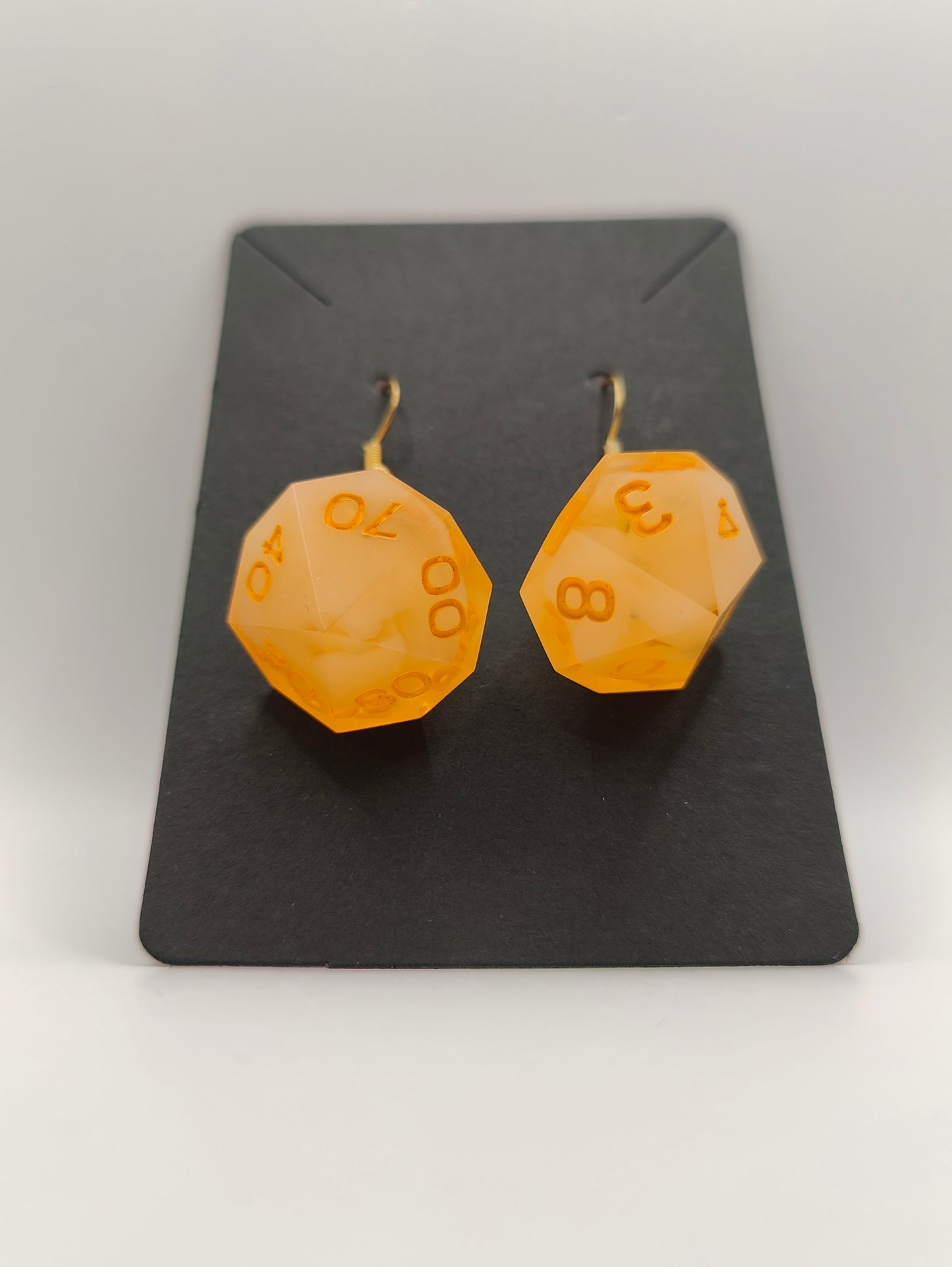 Handmade D100/D10 earrings: Flower clouds orange