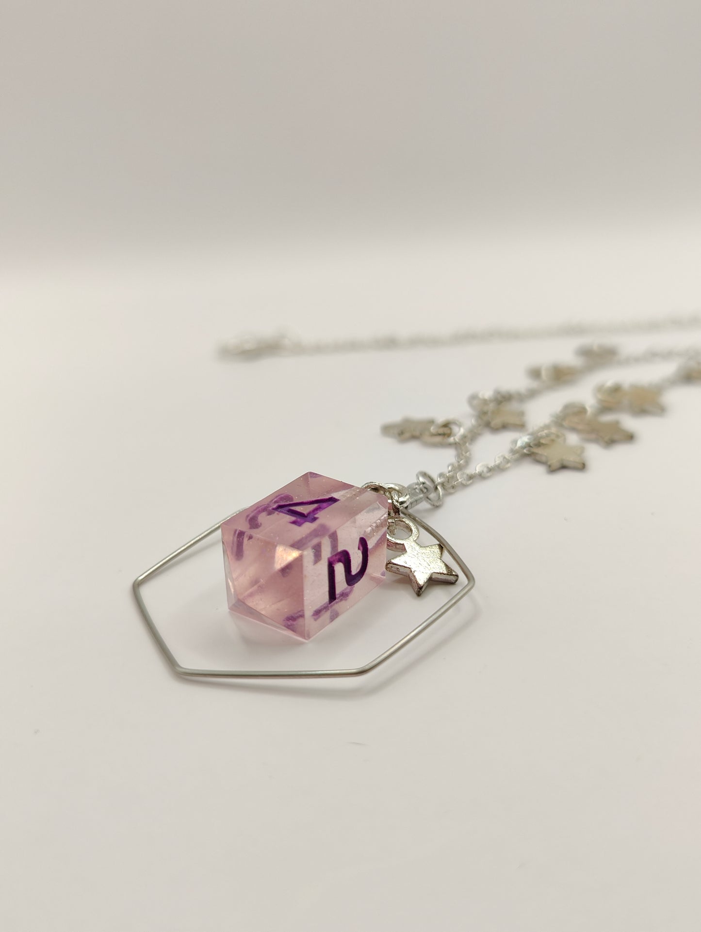Handmade dice necklace: Between the stars mini D4