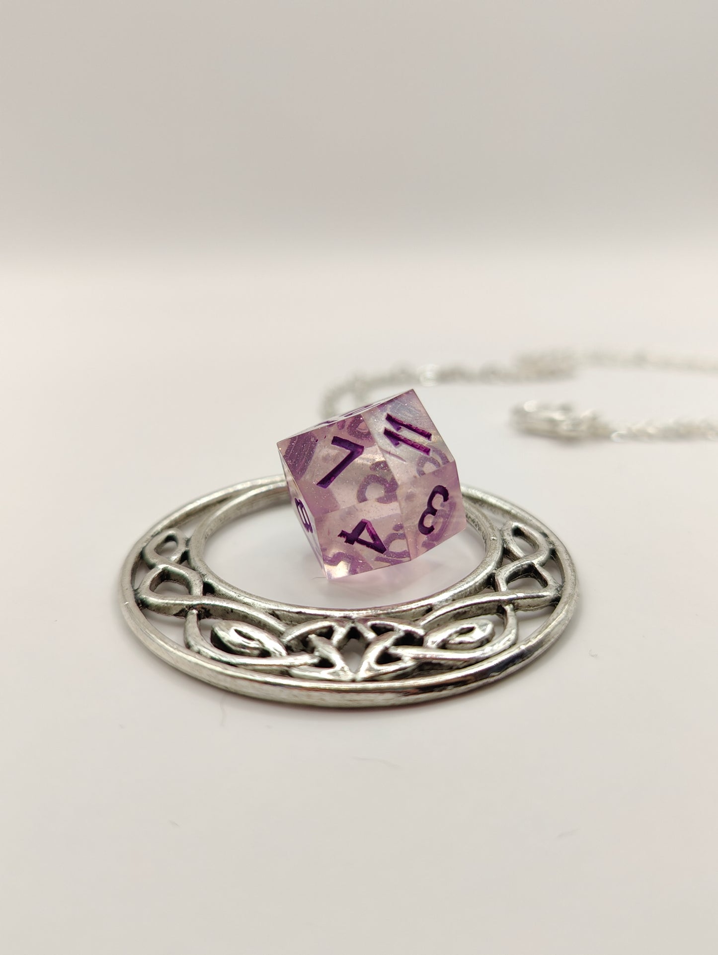 Handmade dice necklace: Mini D12 shimmer and shine