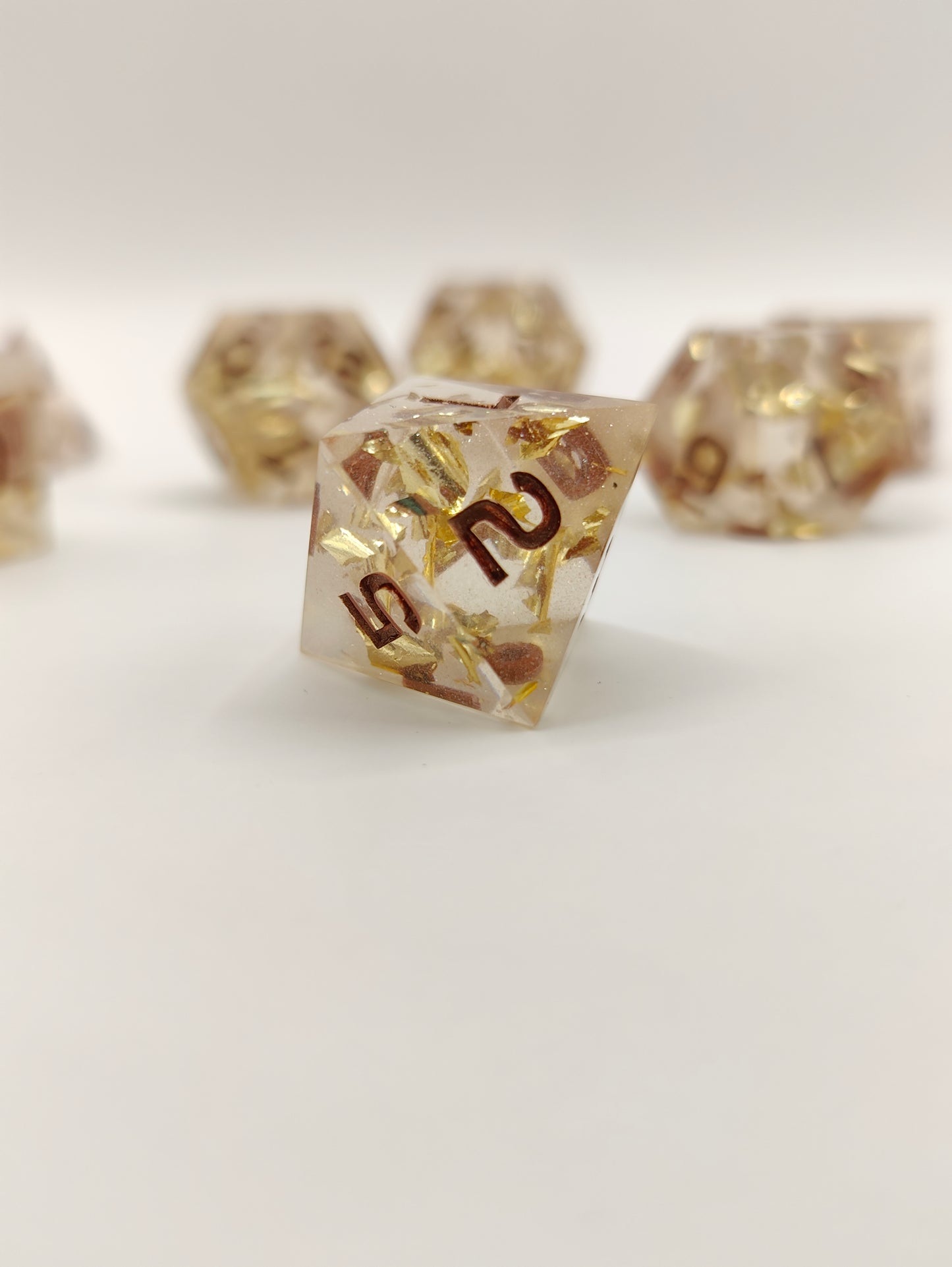 Handmade dice set: Champagne bubbles