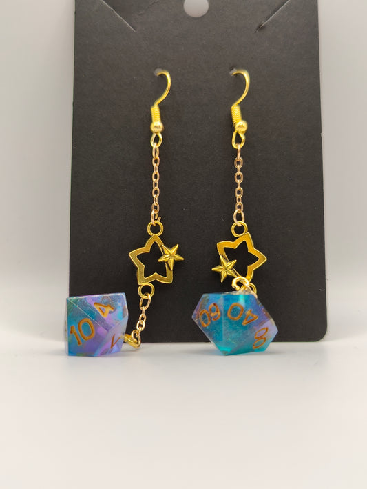 Handmade dangly mini D10/D% earrings: Sunken treasure