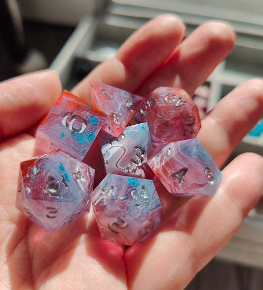 Handmade dice set: Blood on the water