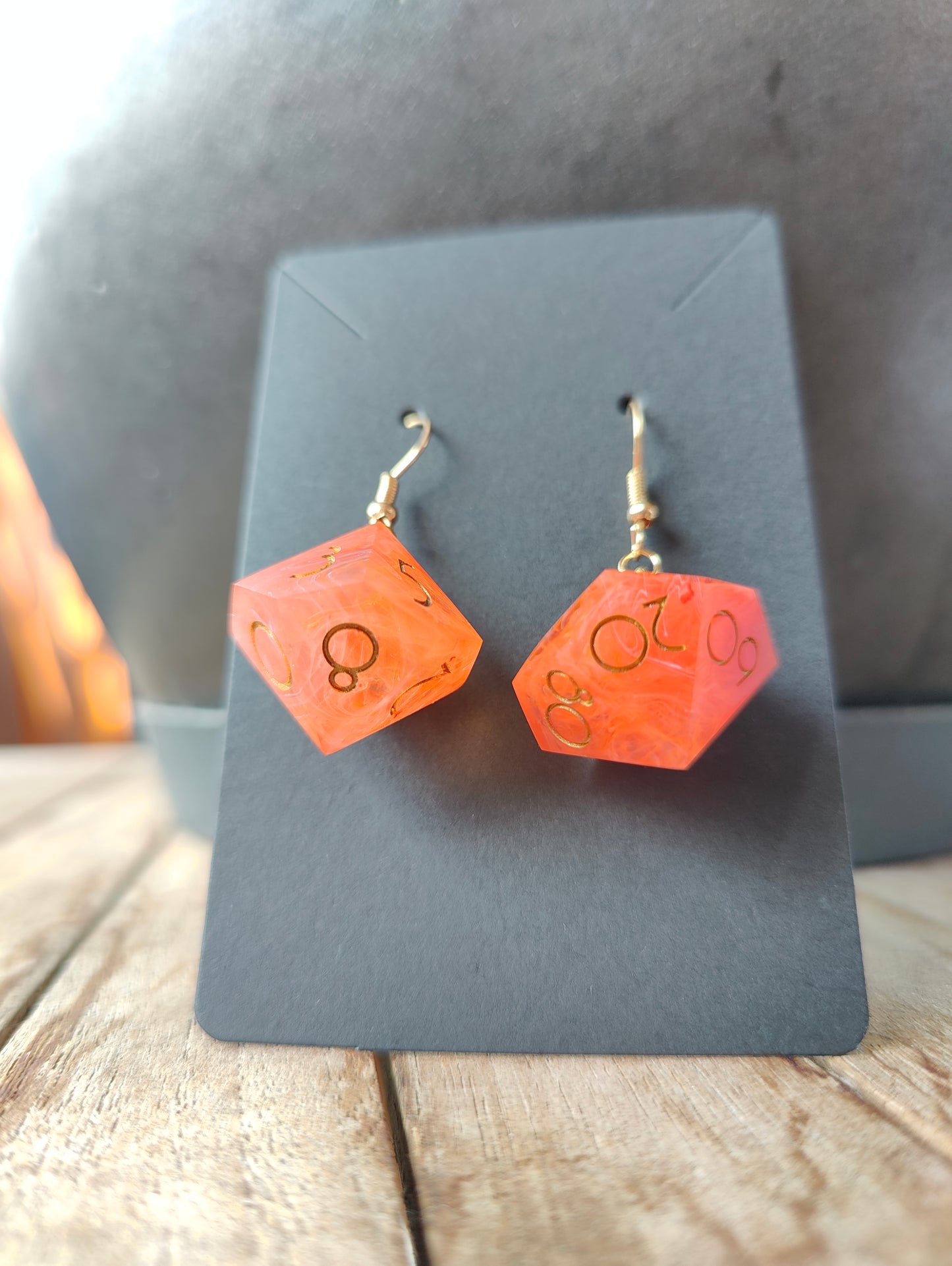 Handmade D10/D% earrings: Fire rose