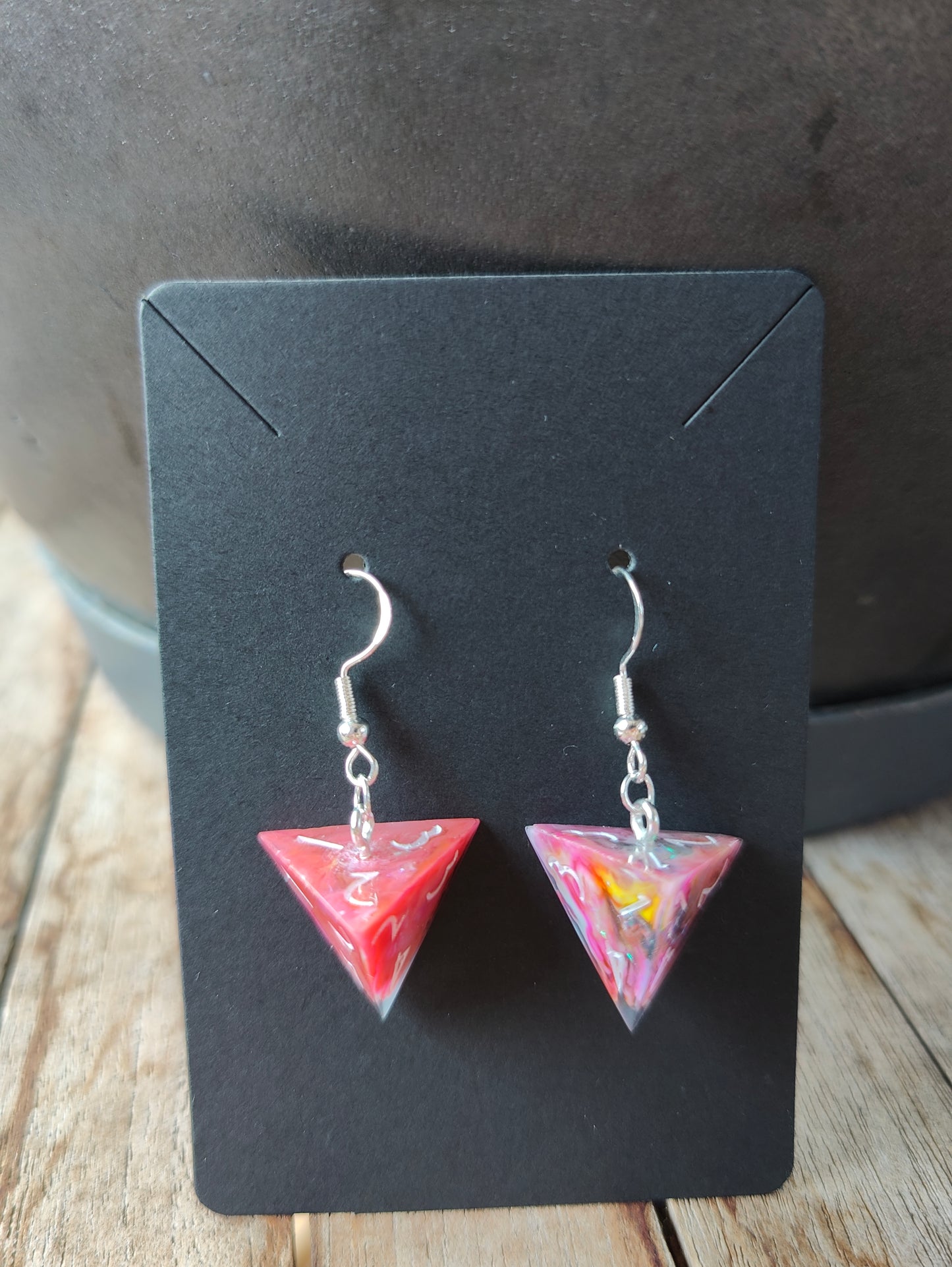 Handmade D4 earrings: Rainbow Nebula