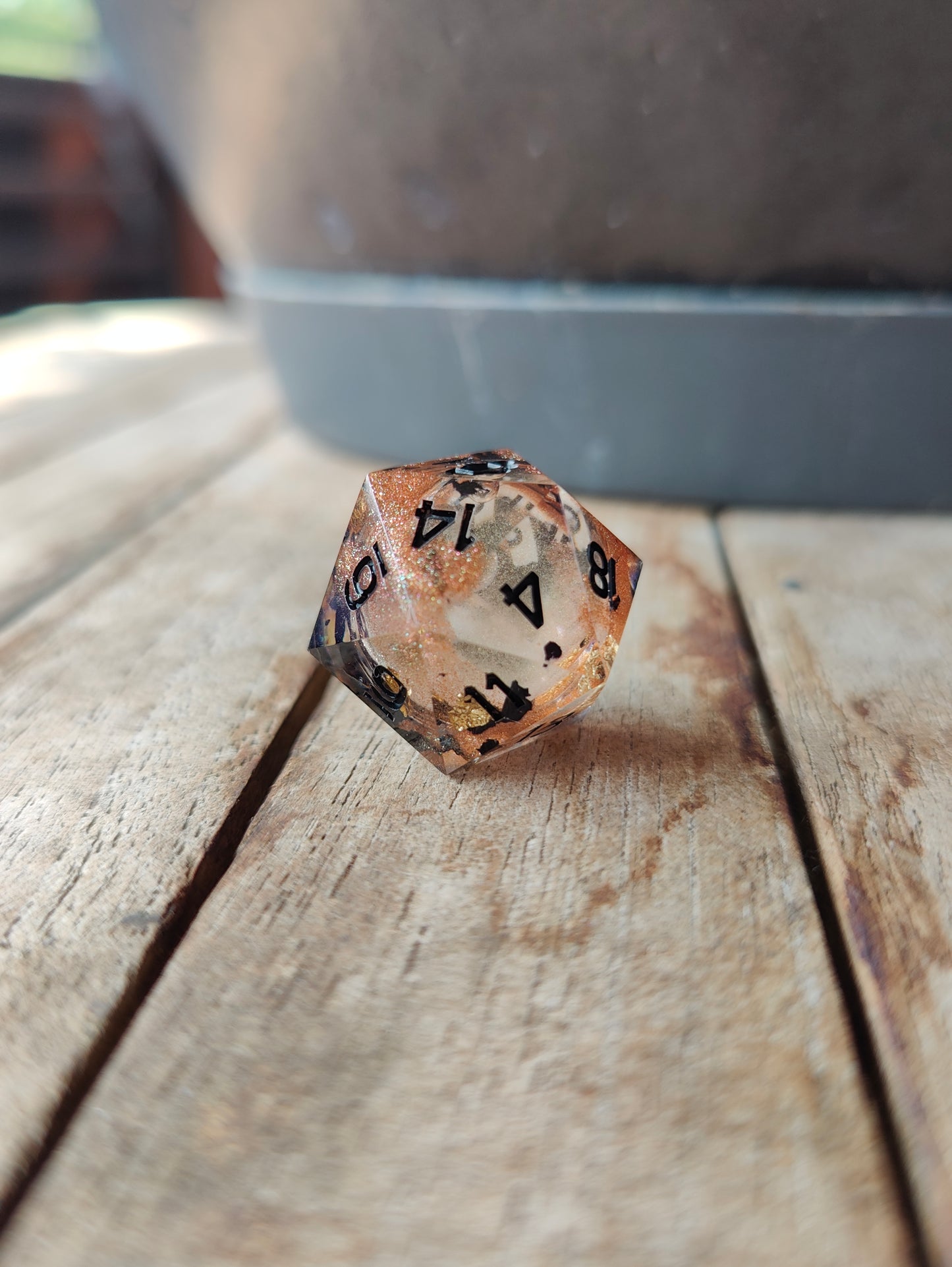 Handmade liquid core D20: Moon Nebula