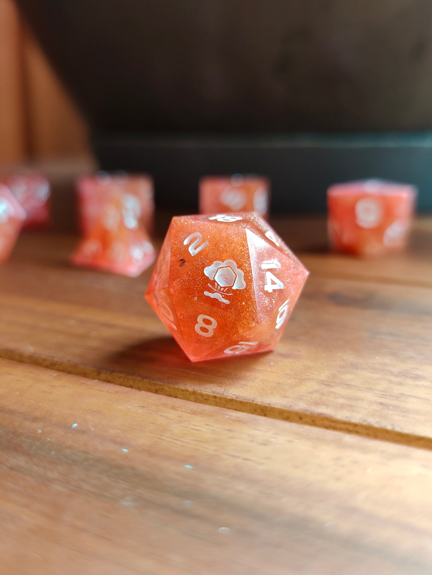 Handmade dice set: Crimson Blaze