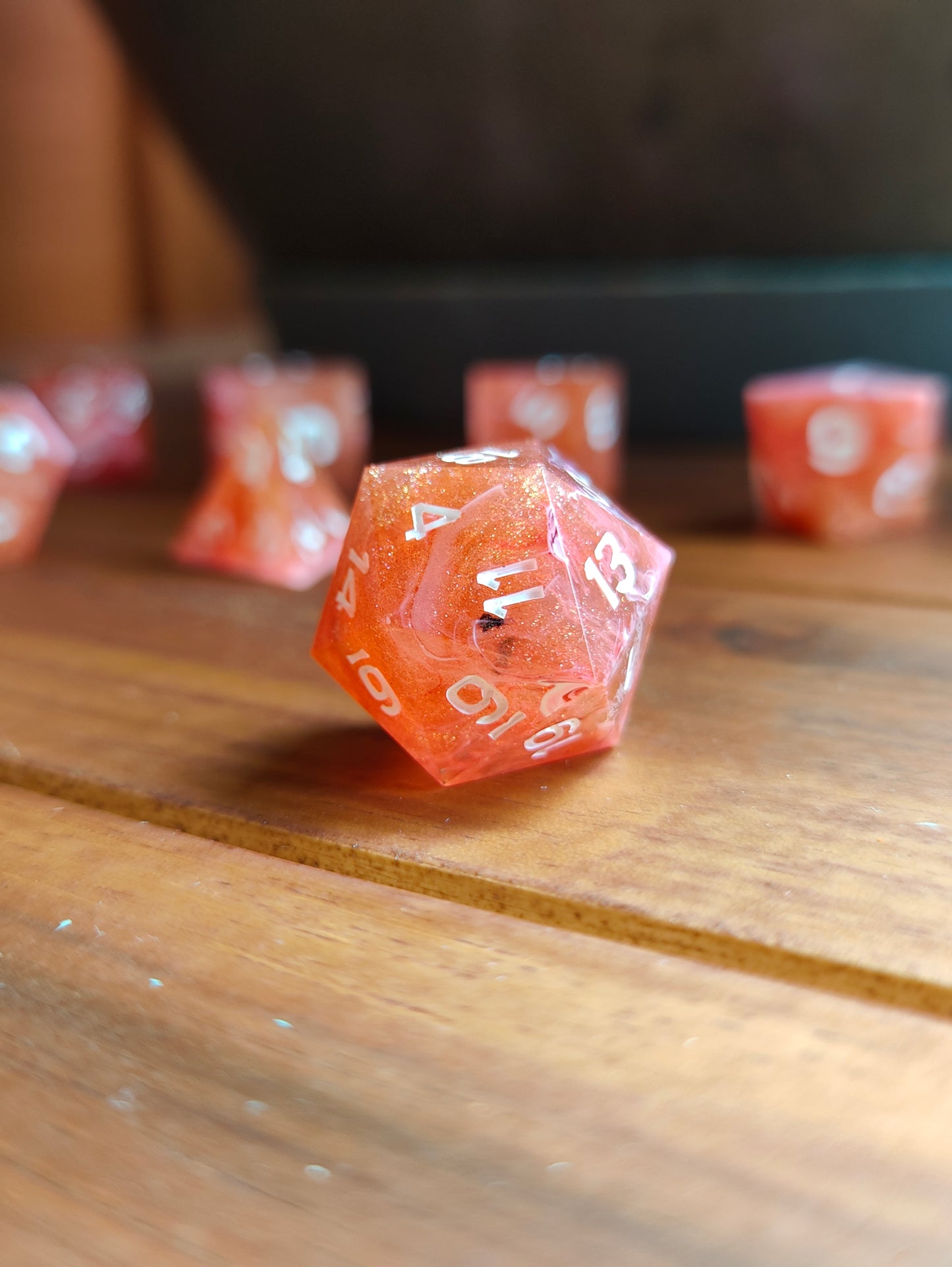 Handmade dice set: Crimson Blaze