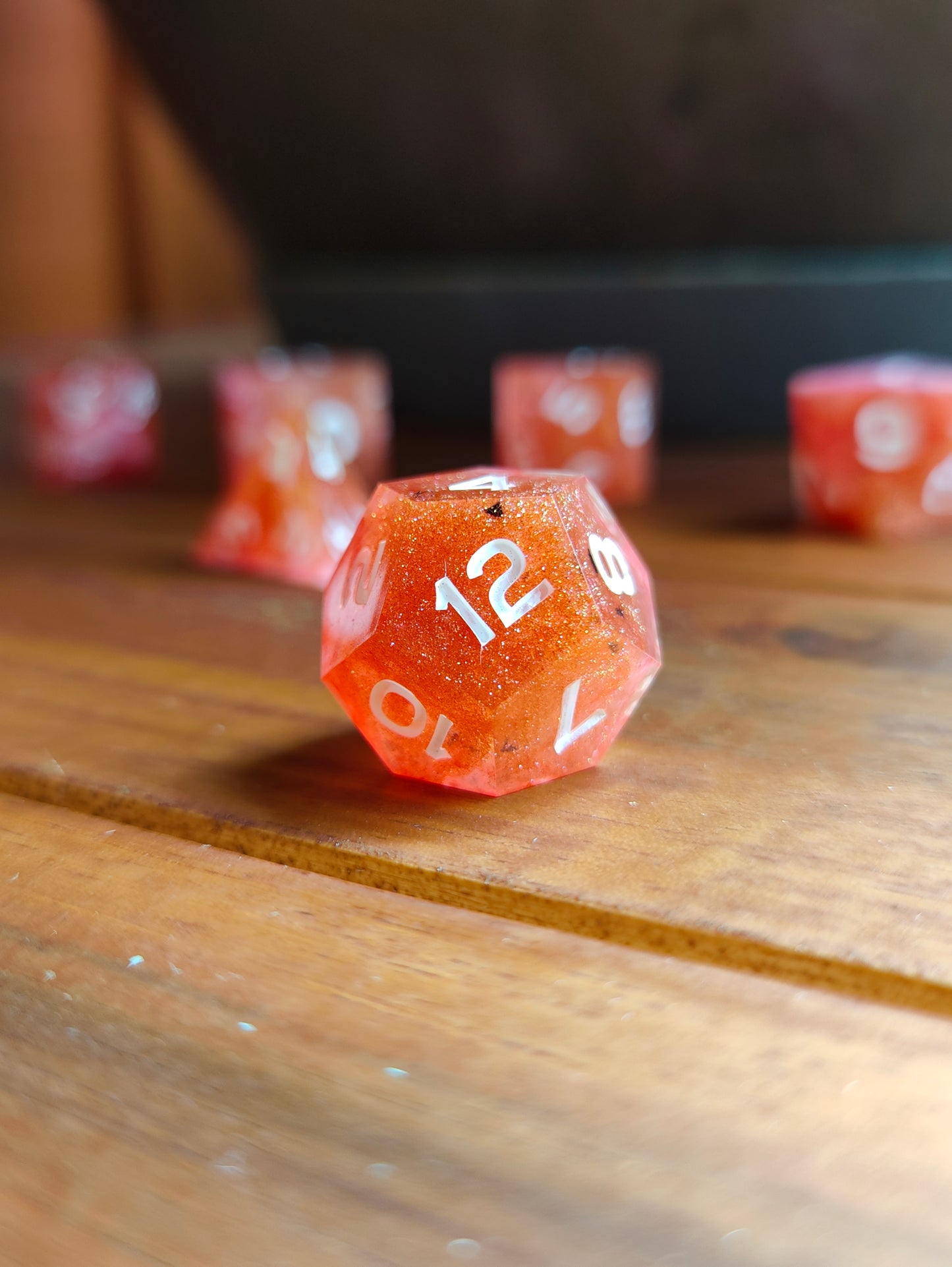 Handmade dice set: Crimson Blaze