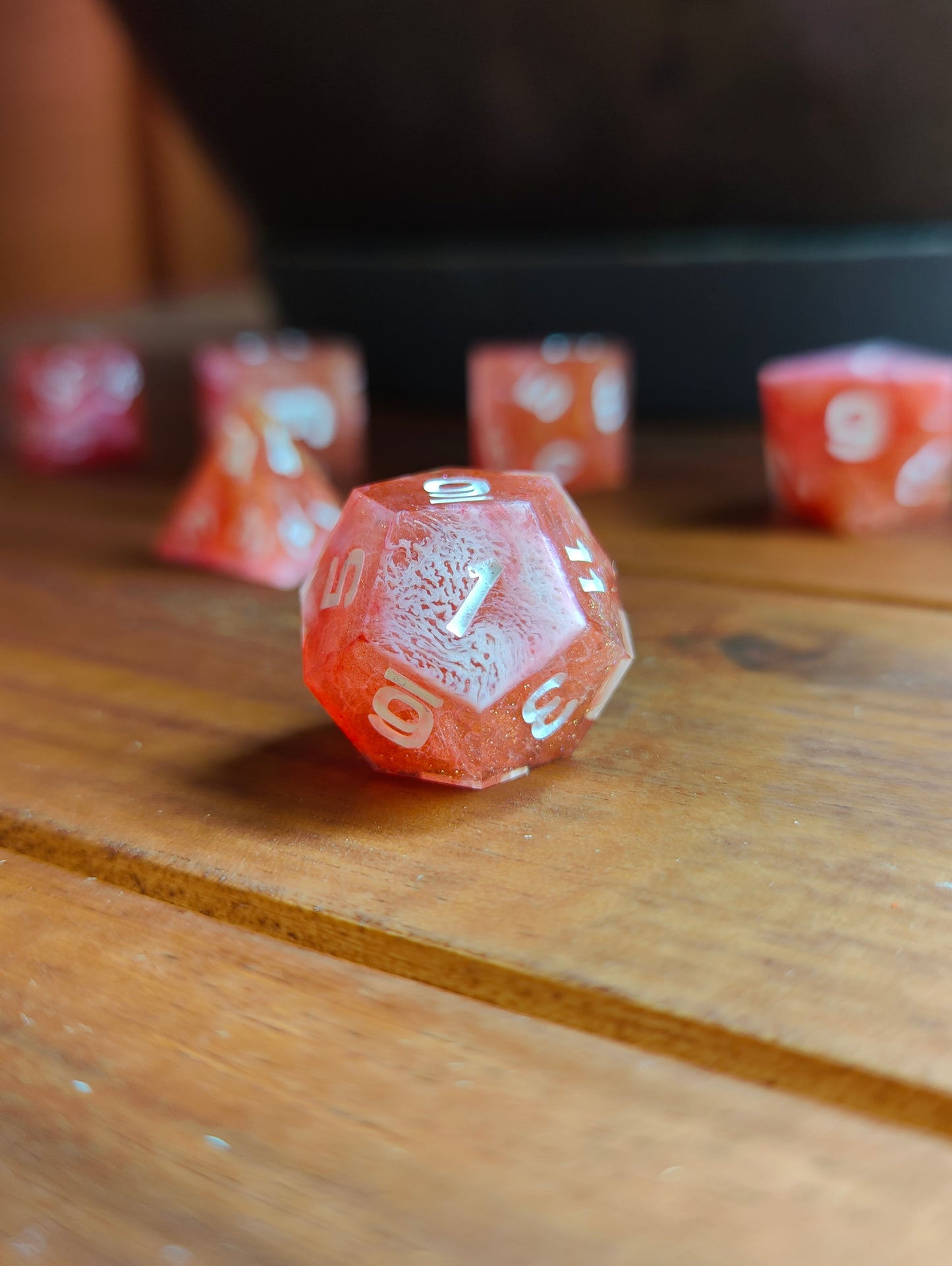 Handmade dice set: Crimson Blaze