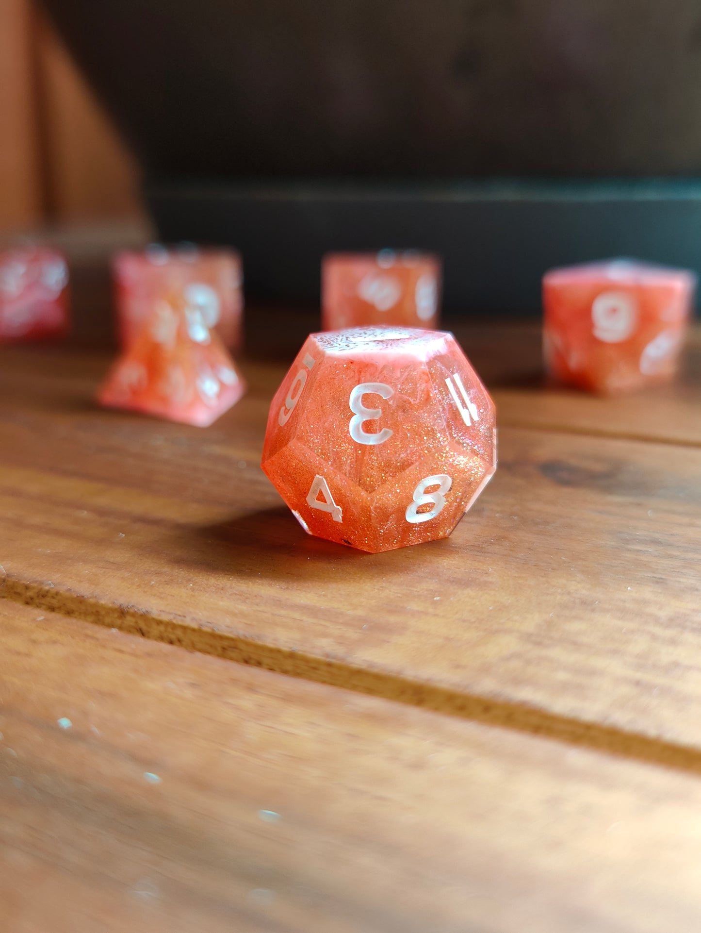 Handmade dice set: Crimson Blaze