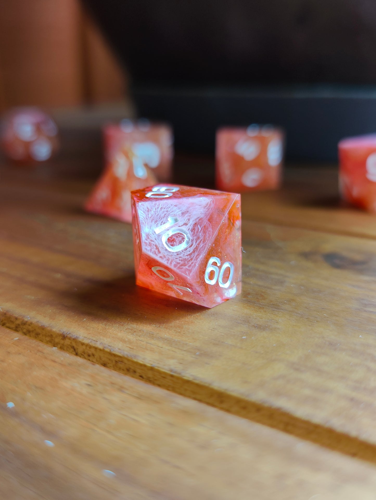 Handmade dice set: Crimson Blaze