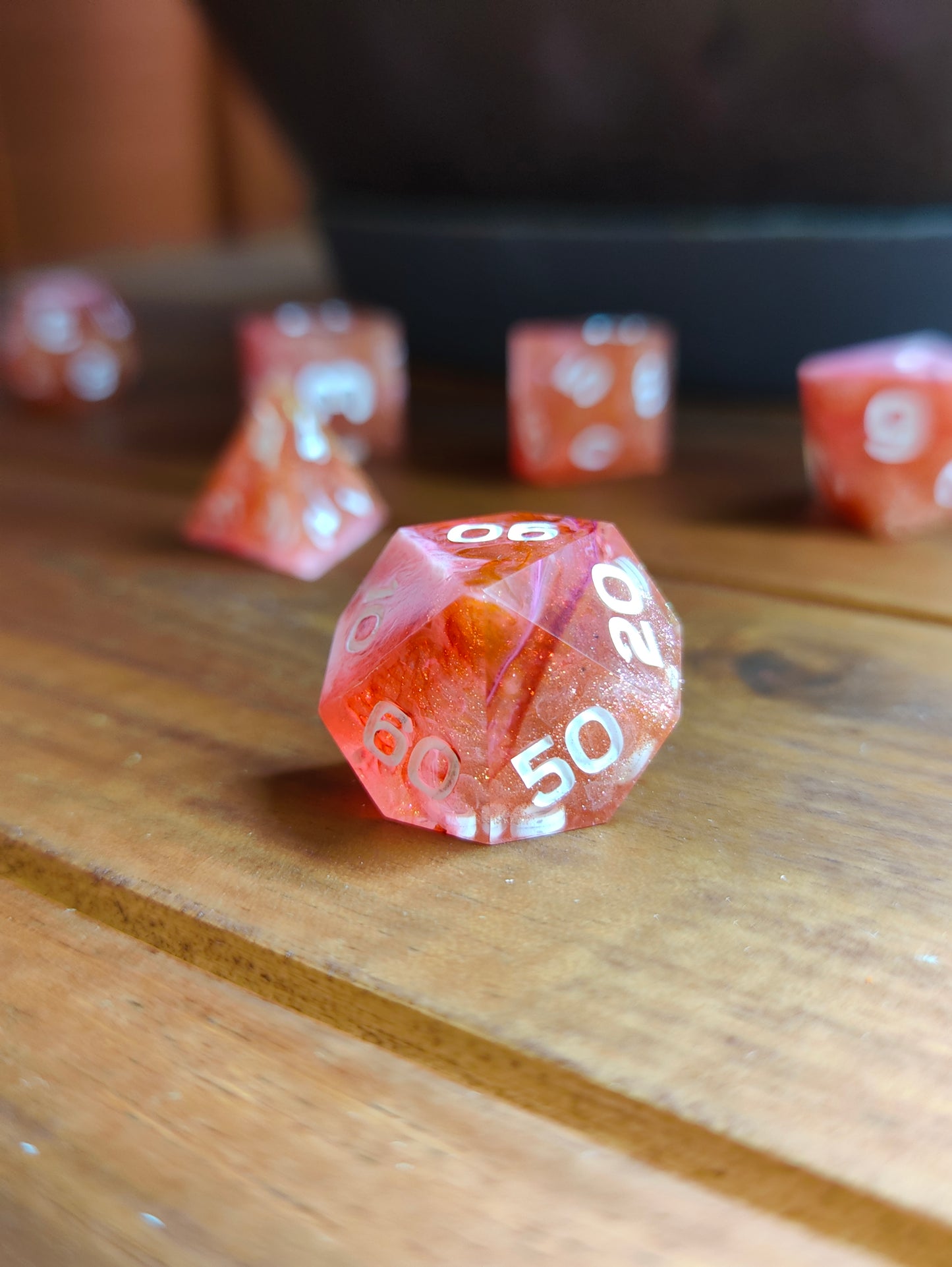 Handmade dice set: Crimson Blaze