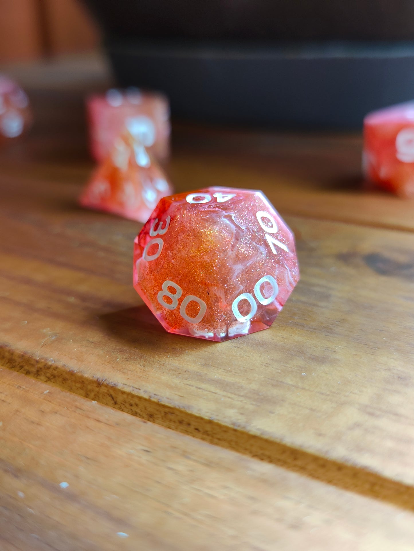 Handmade dice set: Crimson Blaze