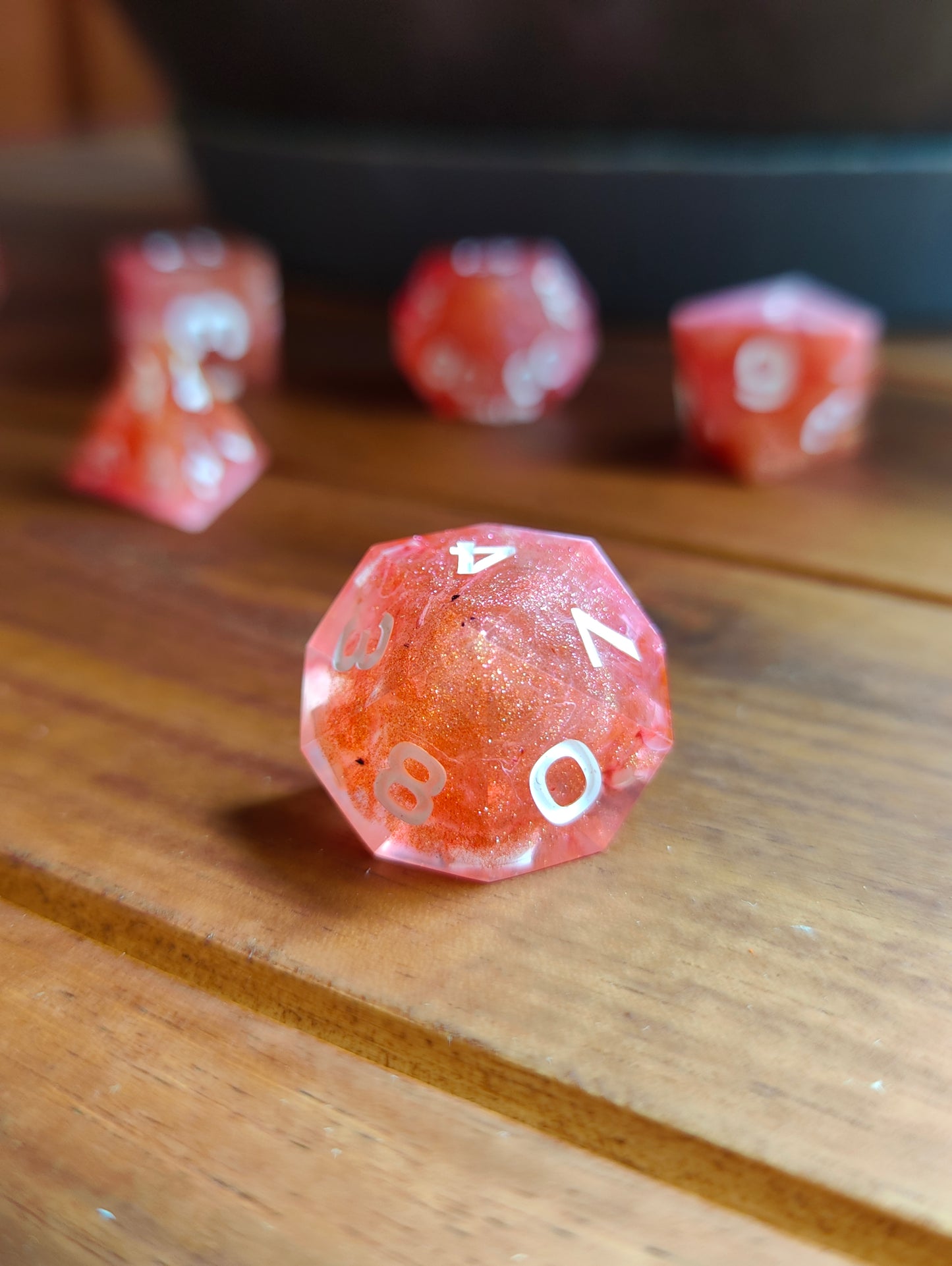 Handmade dice set: Crimson Blaze