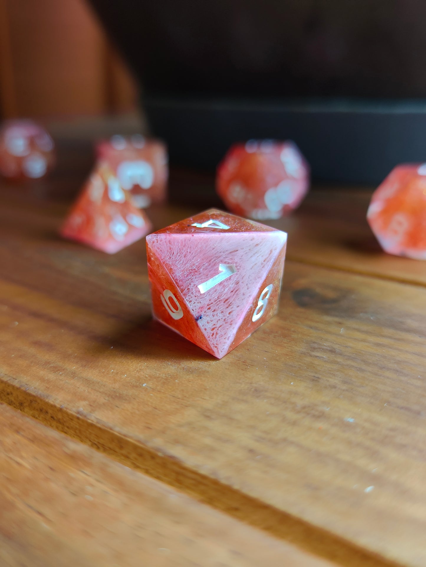 Handmade dice set: Crimson Blaze